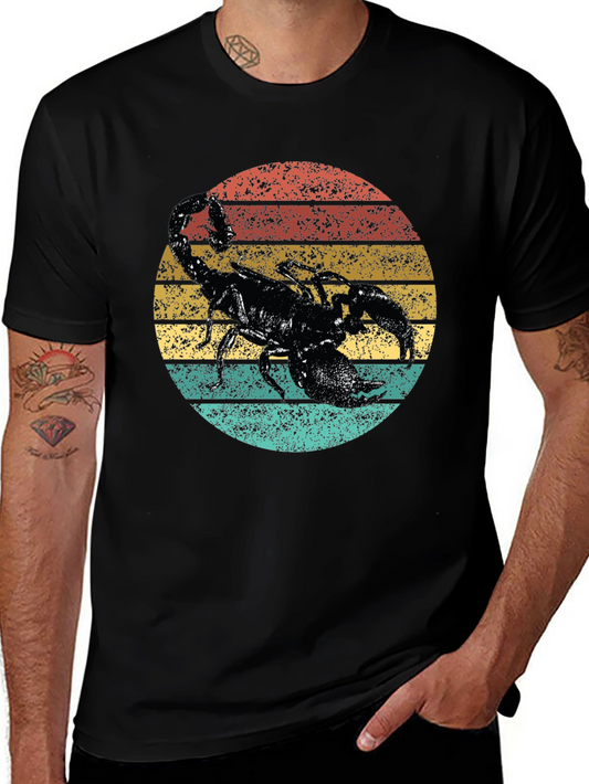Retro Scorpion Graphic Tee - Black Cotton T-Shirt