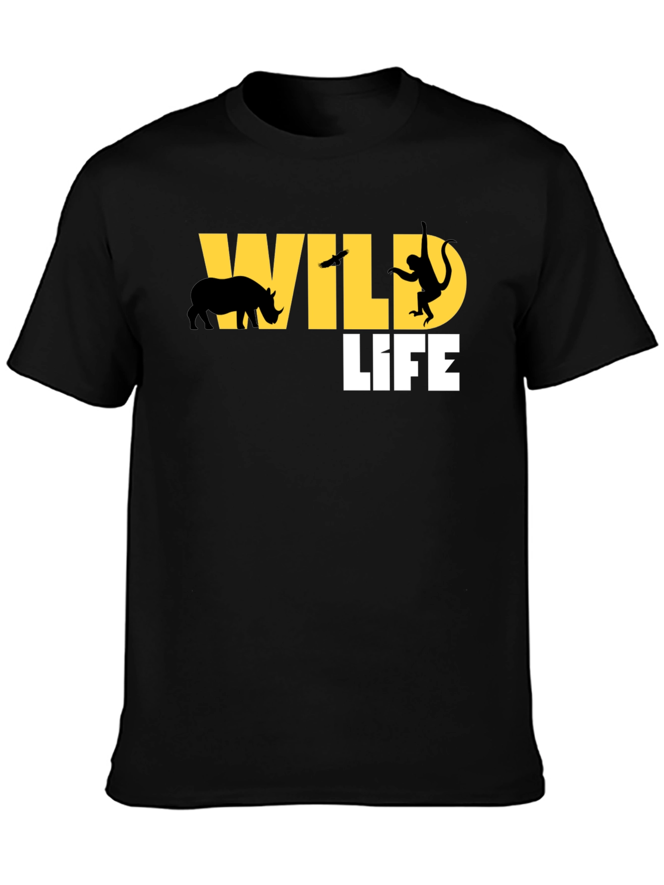 Wildlife Graphic Print Black T-Shirt