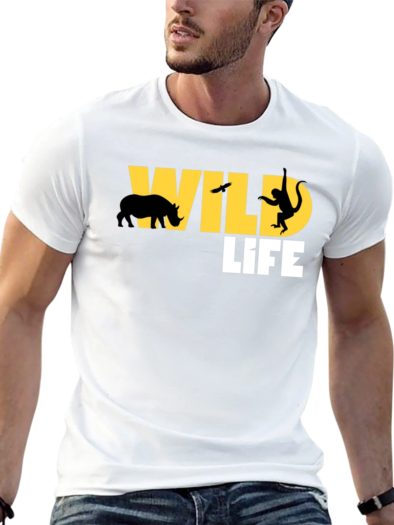 Wildlife Graphic Print Black T-Shirt