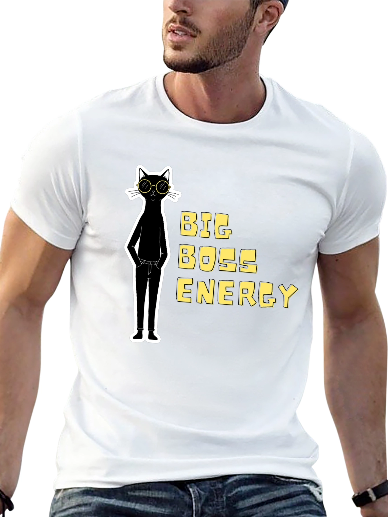 Big Boss Energy Cat Graphic Tee - Black