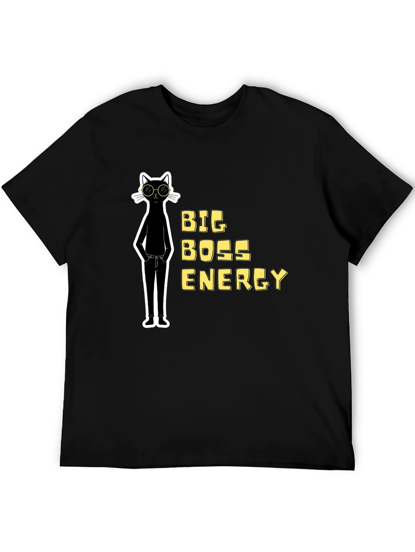 Big Boss Energy Cat Graphic Tee - Black