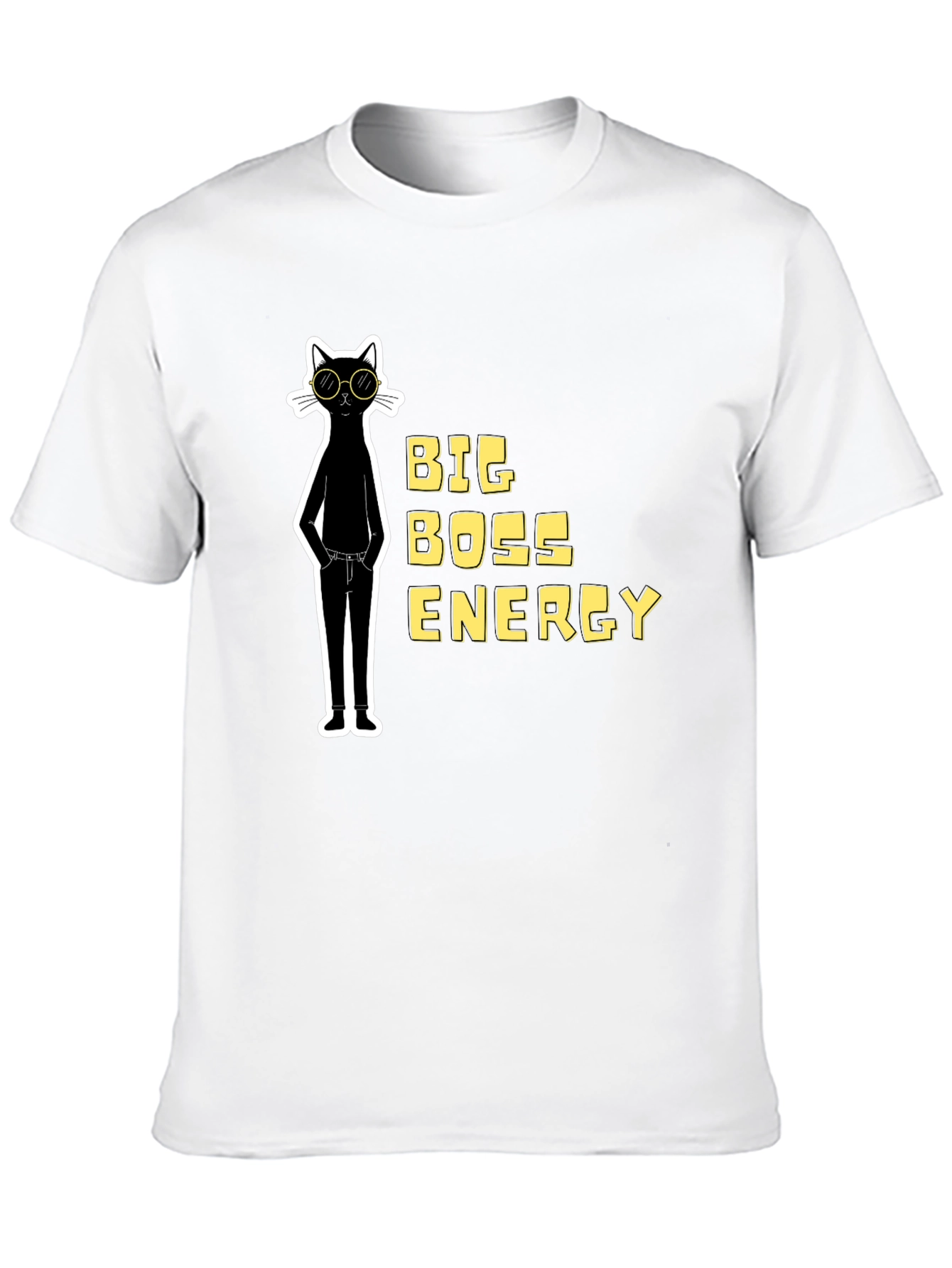 Big Boss Energy Cat Graphic Tee - Black