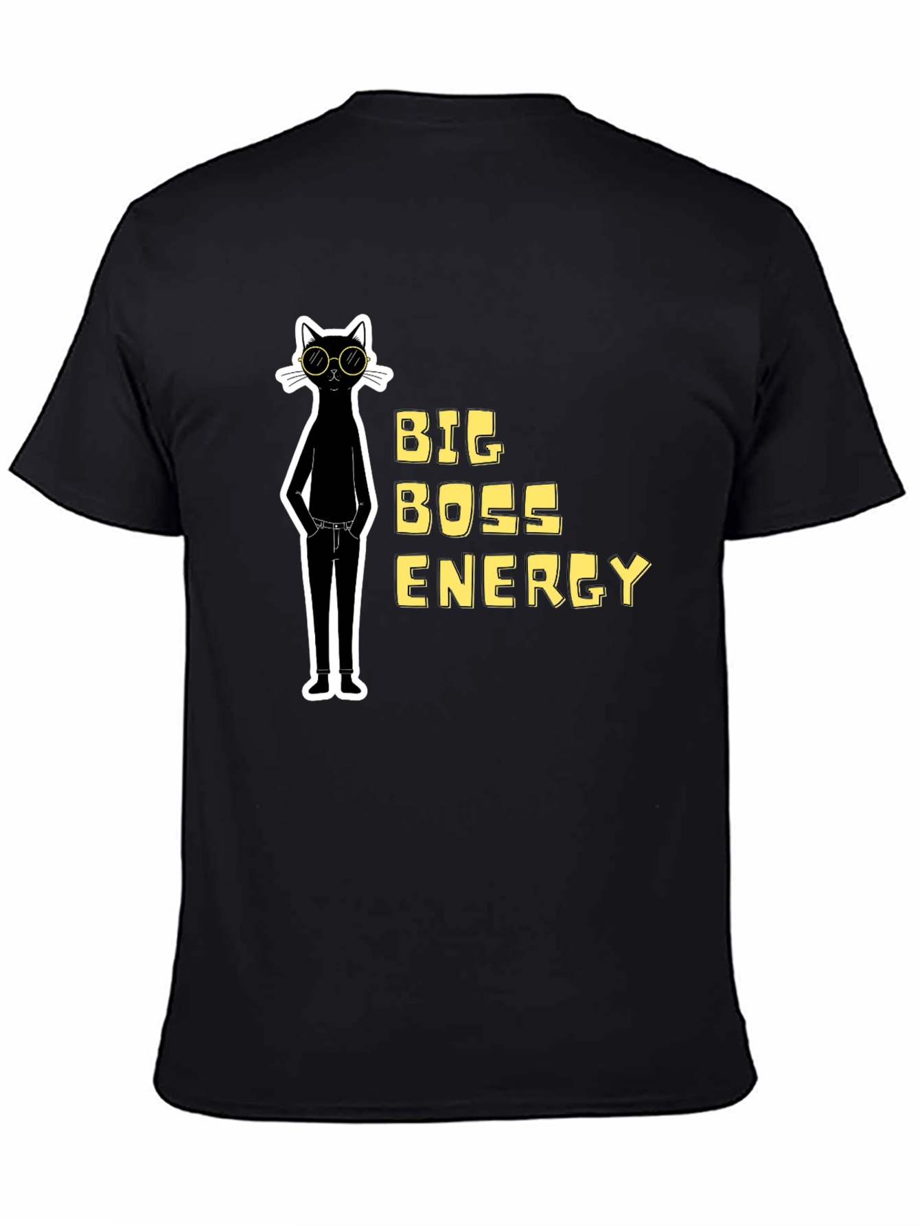 Big Boss Energy Cat Graphic Tee - Black