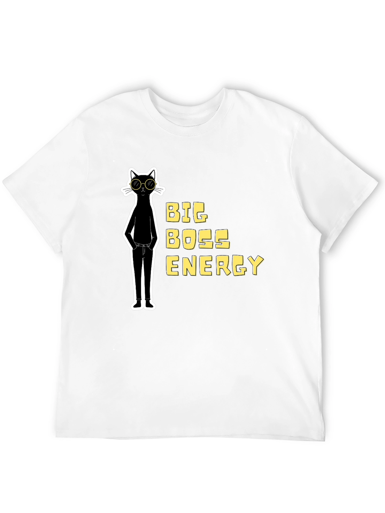 Big Boss Energy Cat Graphic Tee - Black