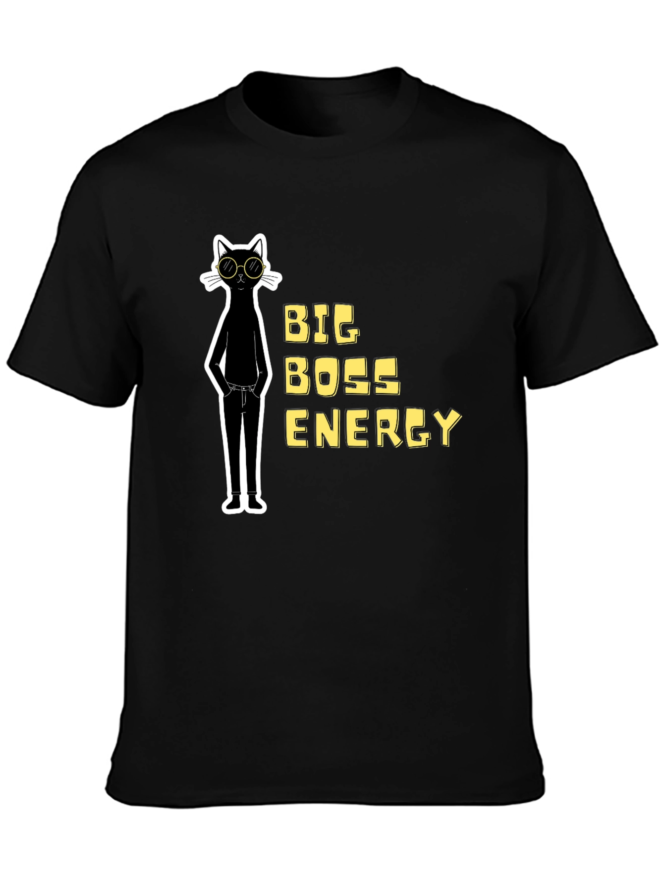 Big Boss Energy Cat Graphic Tee - Black
