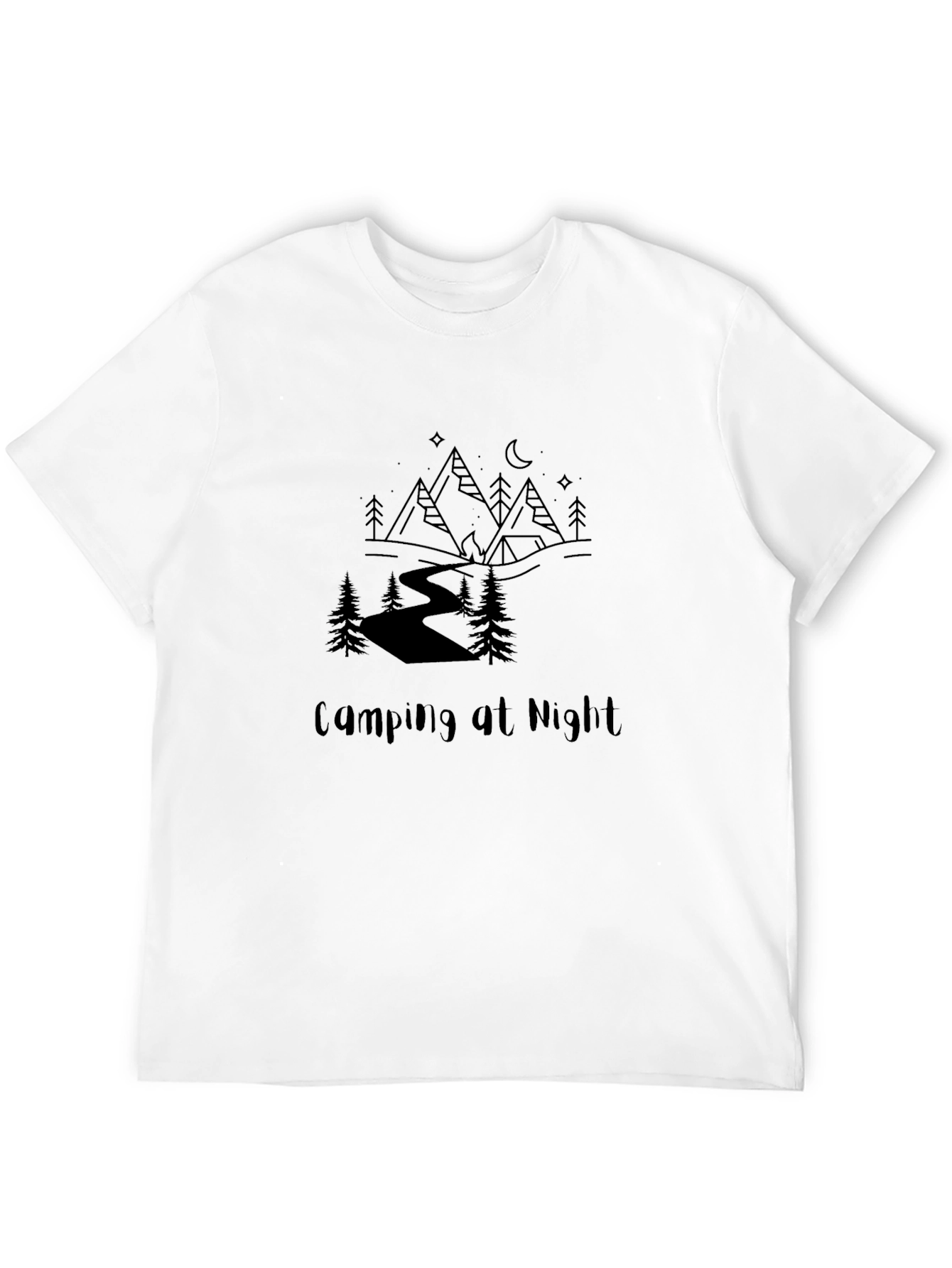 Camping at Night Graphic Tee - Black