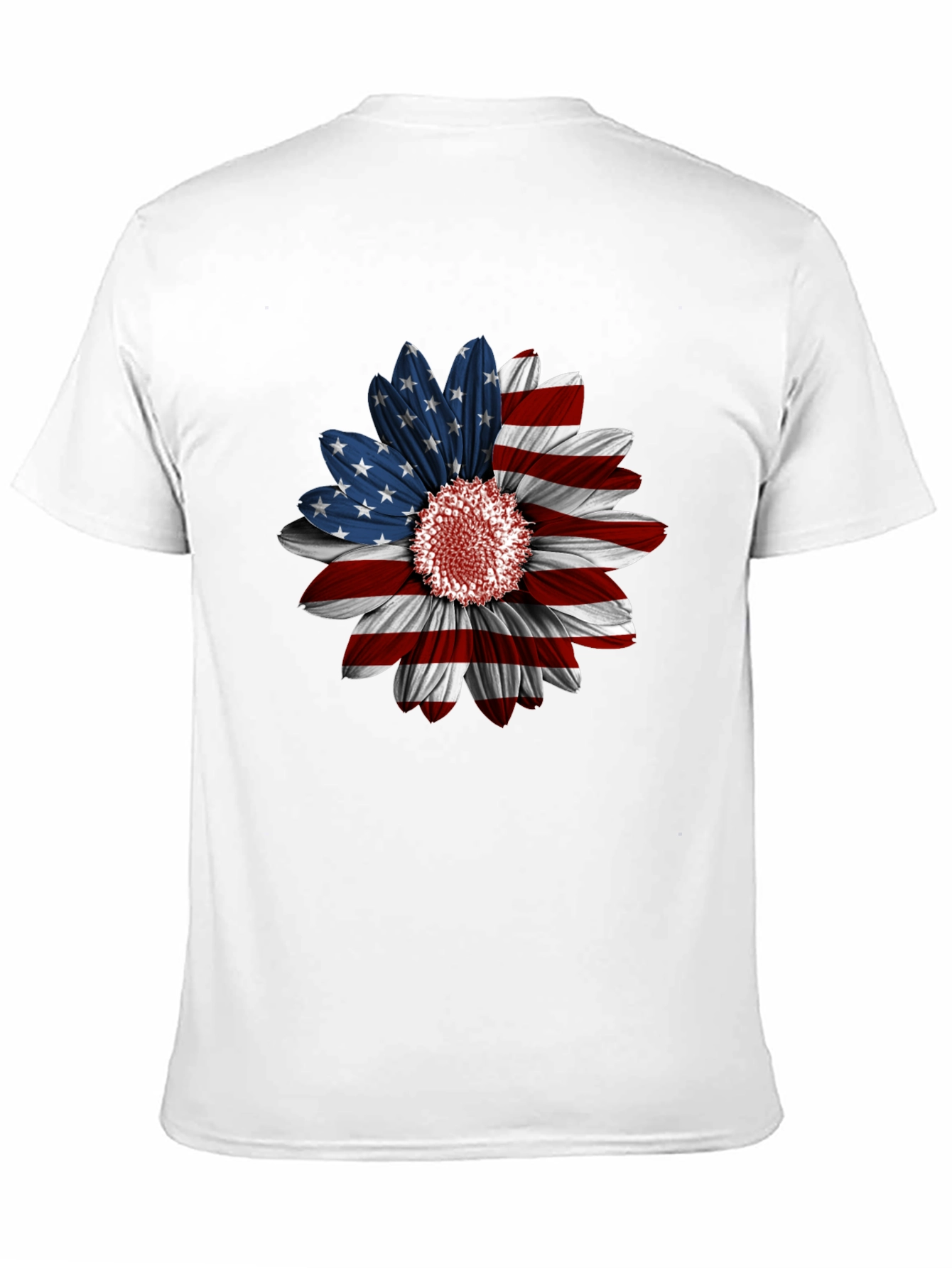 American Flag Sunflower Graphic Tee - Patriotic Style