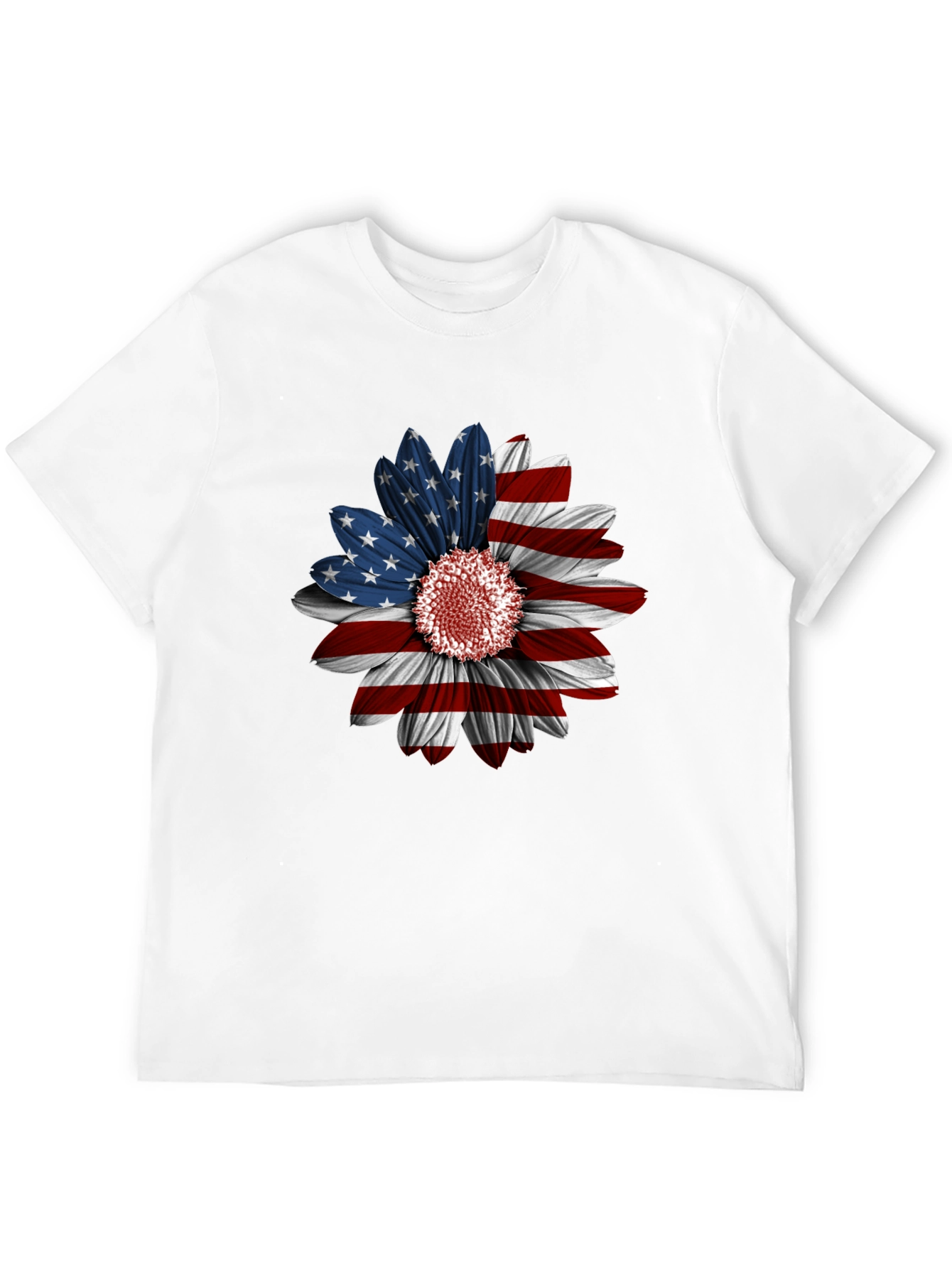 American Flag Sunflower Graphic Tee - Patriotic Style