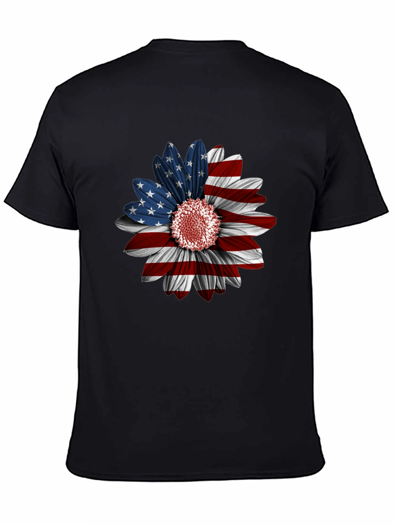 American Flag Sunflower Graphic Tee - Patriotic Style