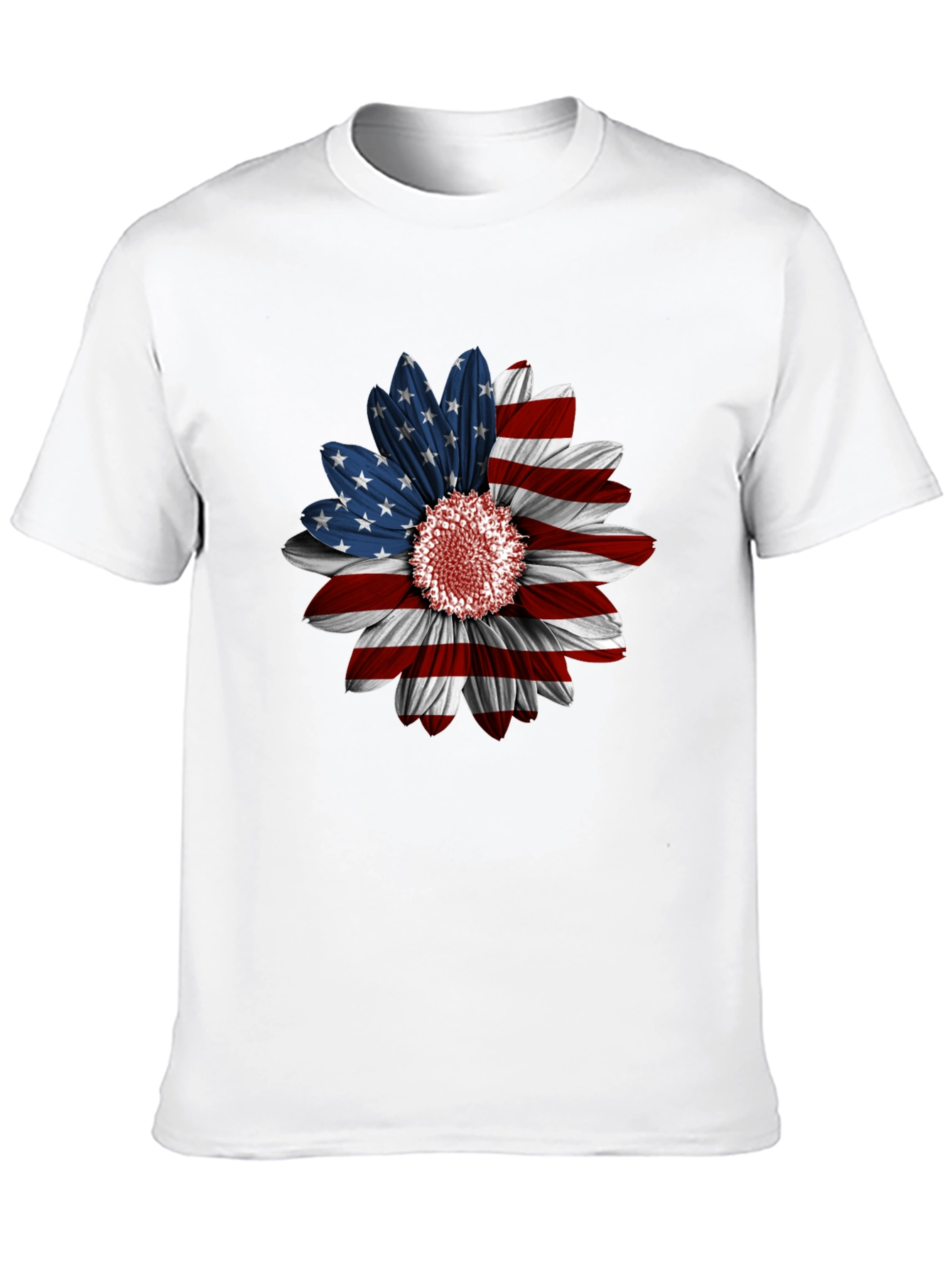 American Flag Sunflower Graphic Tee - Patriotic Style