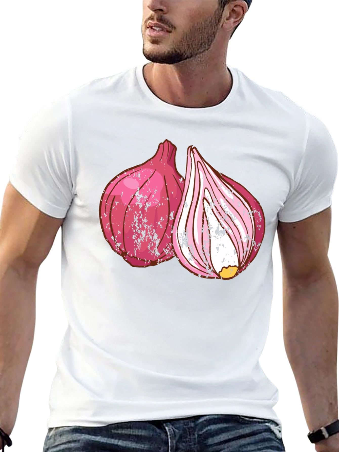 Red Onion Graphic Print Black T-Shirt
