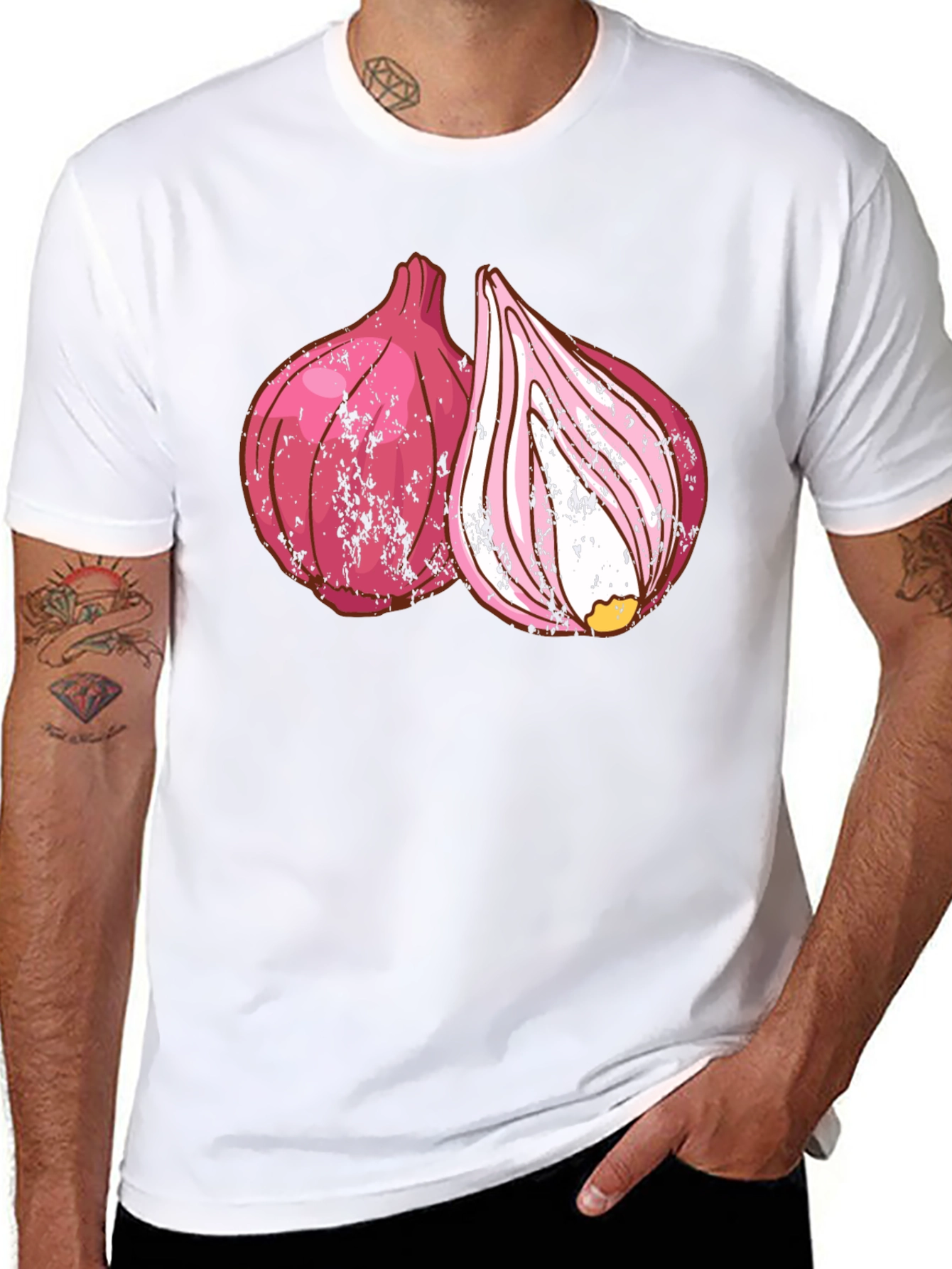 Red Onion Graphic Print Black T-Shirt