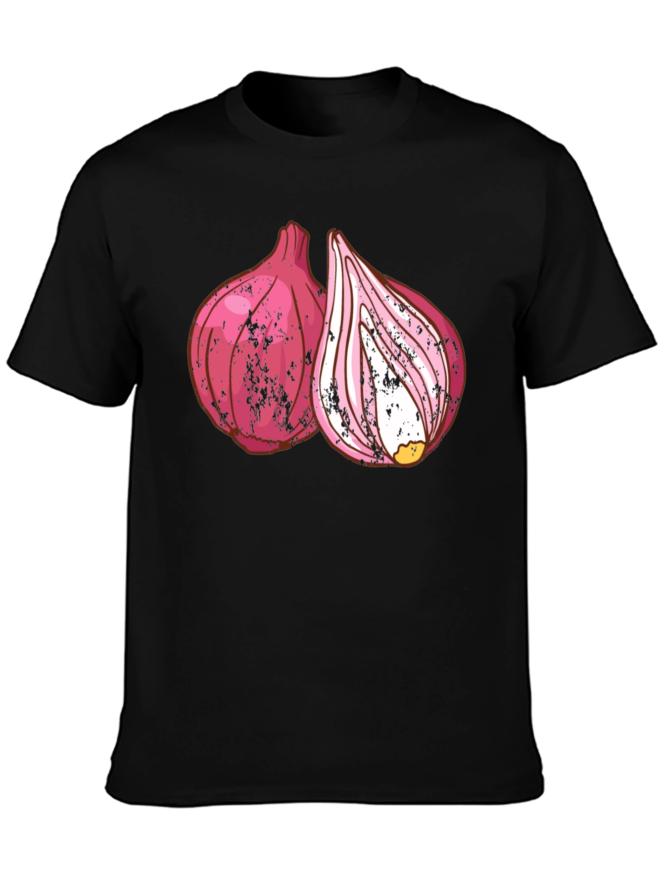 Red Onion Graphic Print Black T-Shirt