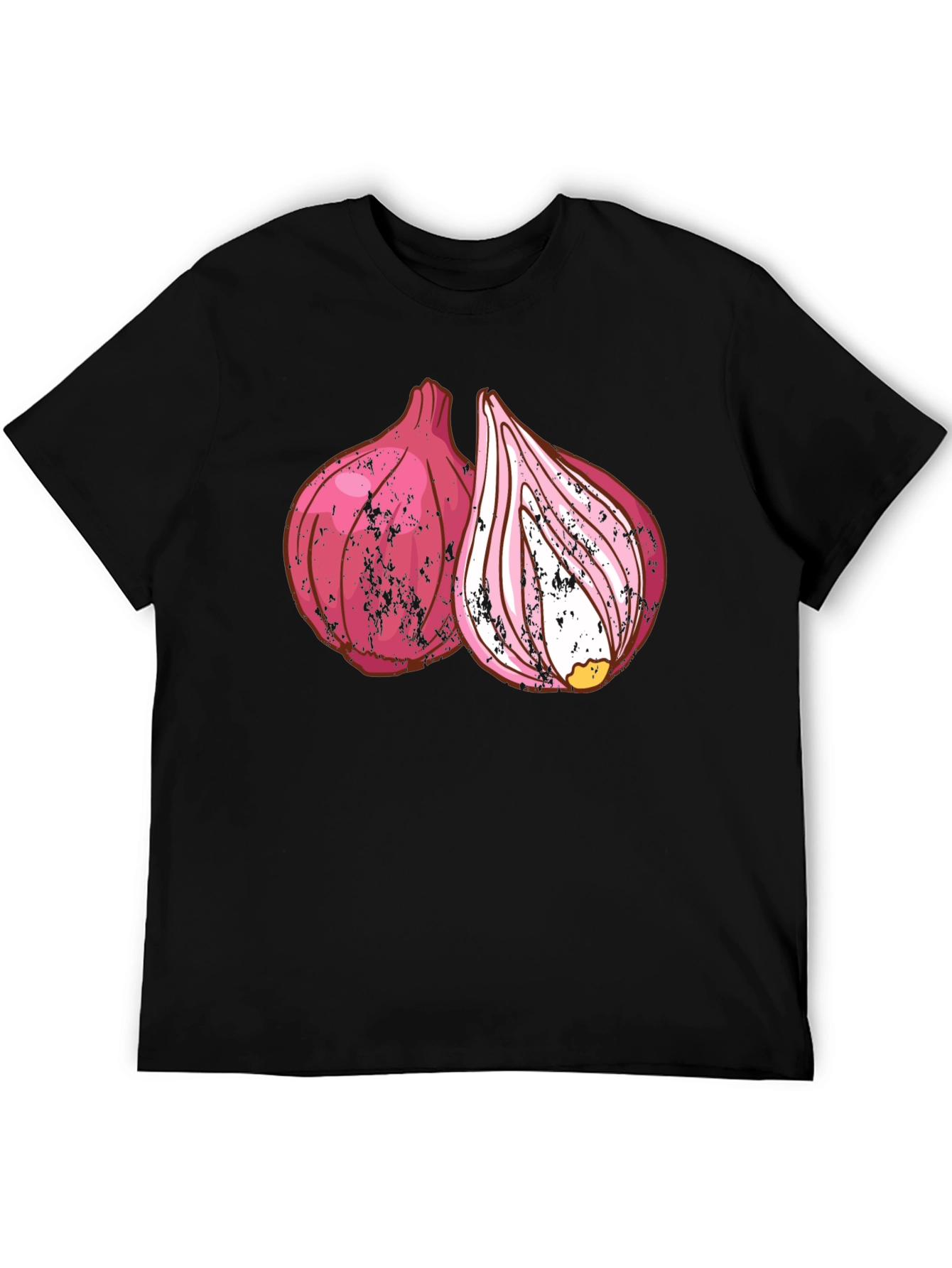 Red Onion Graphic Print Black T-Shirt