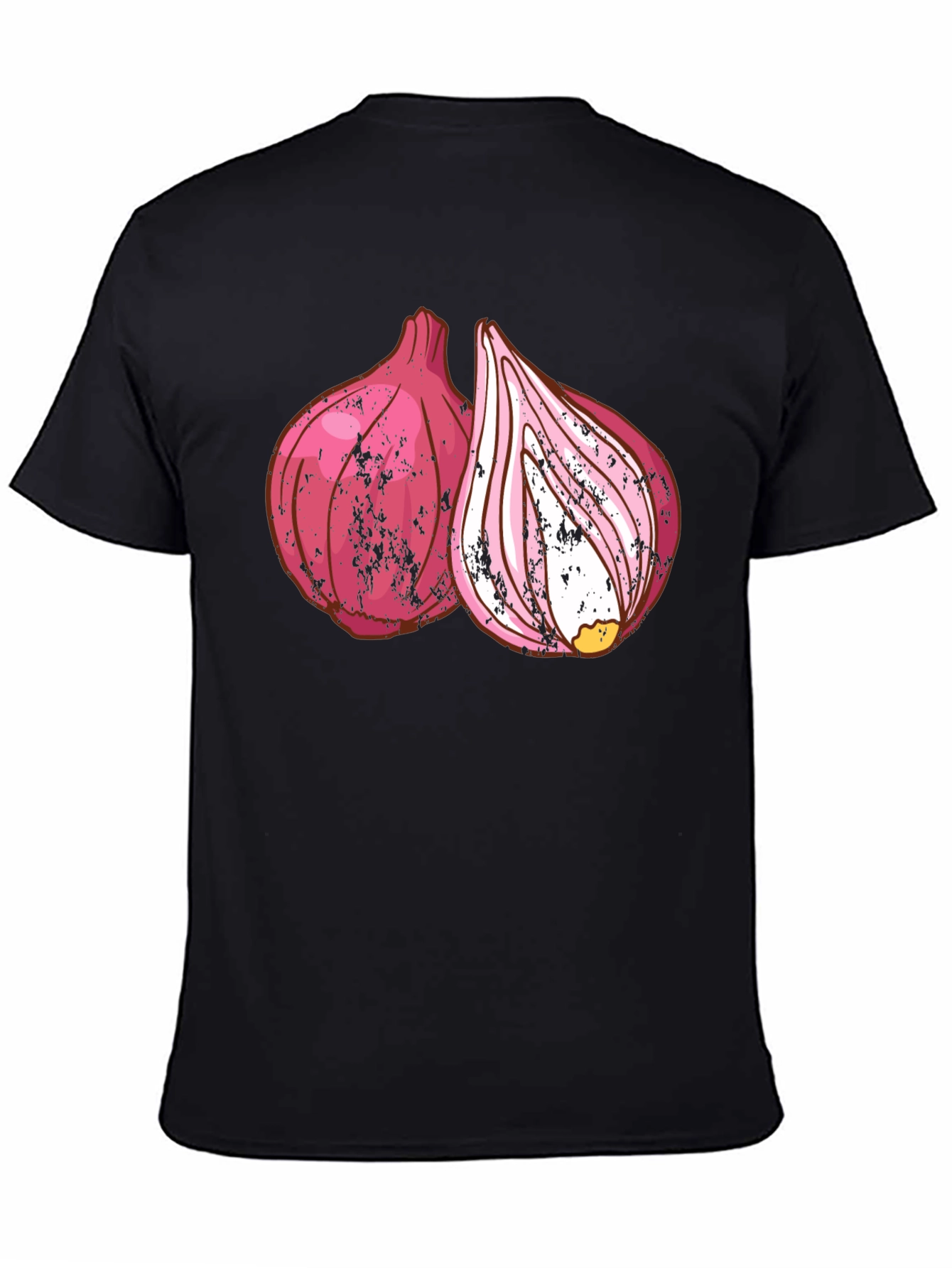 Red Onion Graphic Print Black T-Shirt