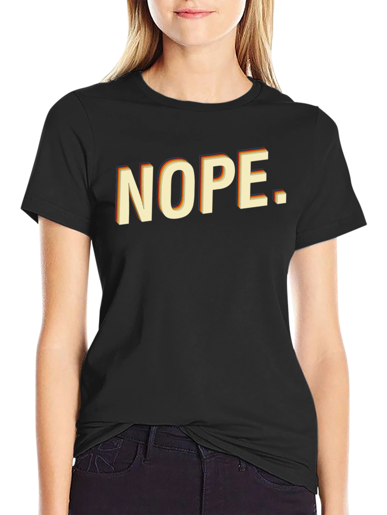 Retro NOPE. Graphic T-Shirt - Black