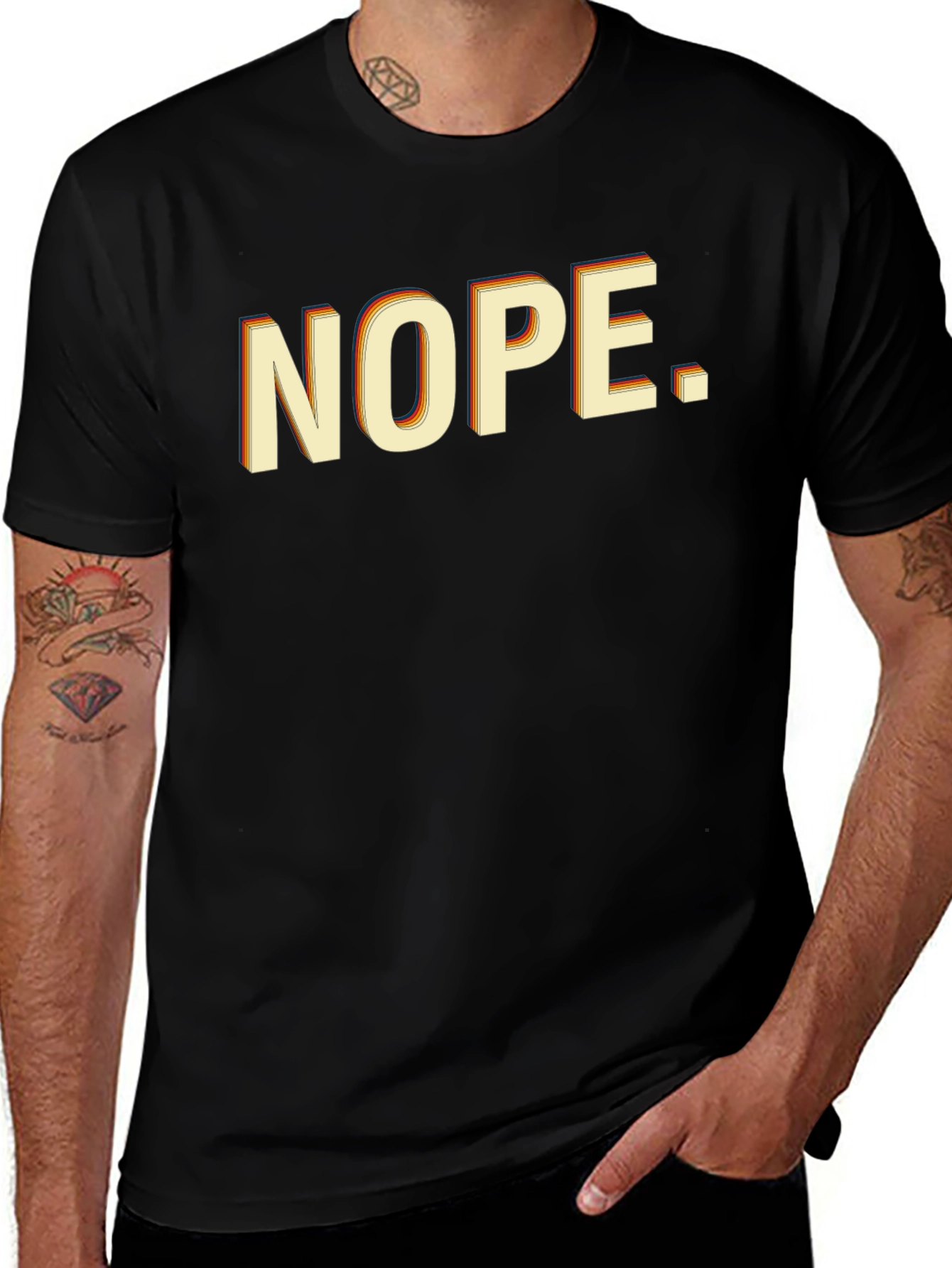Retro NOPE. Graphic T-Shirt - Black