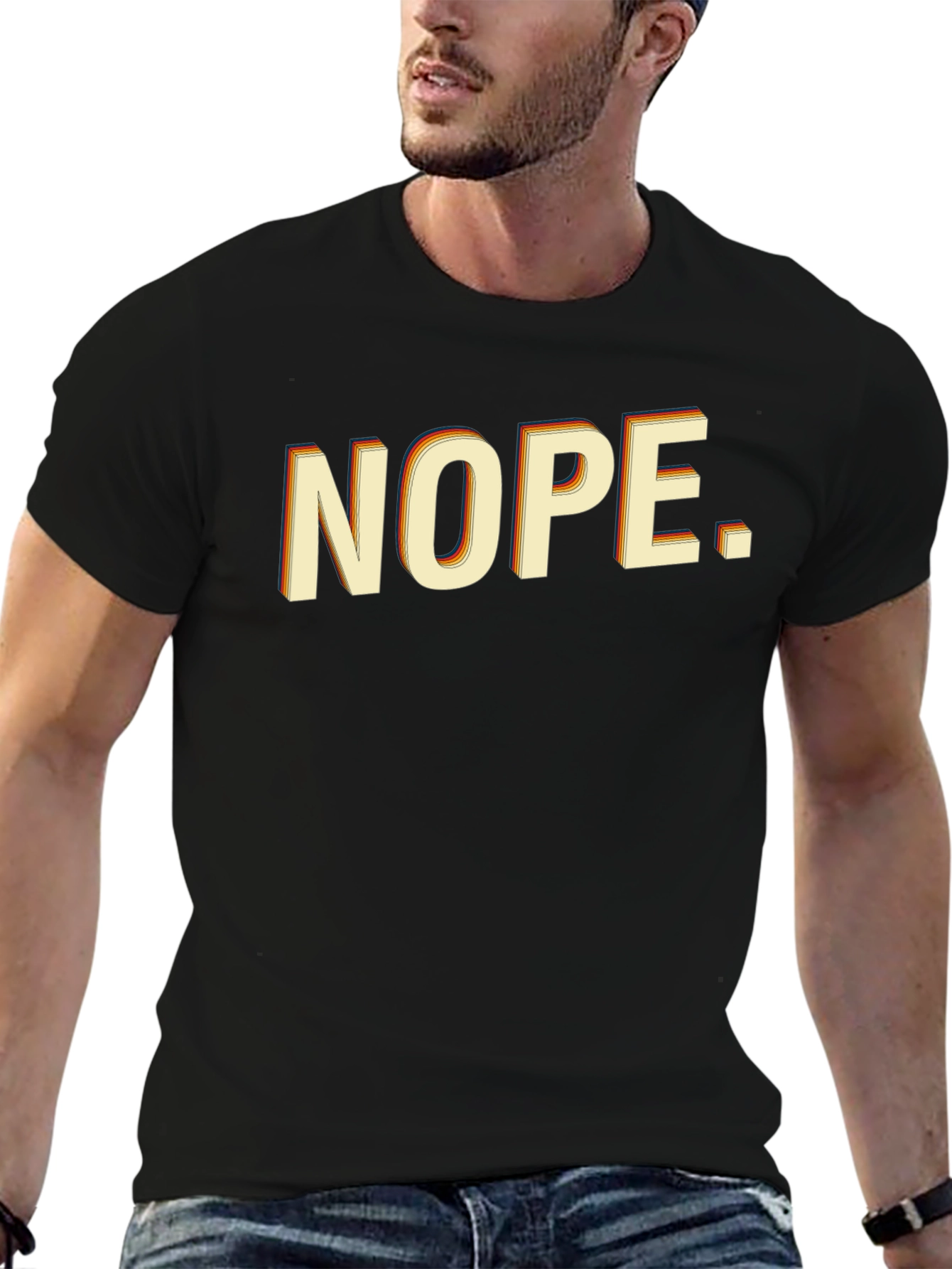 Retro NOPE. Graphic T-Shirt - Black