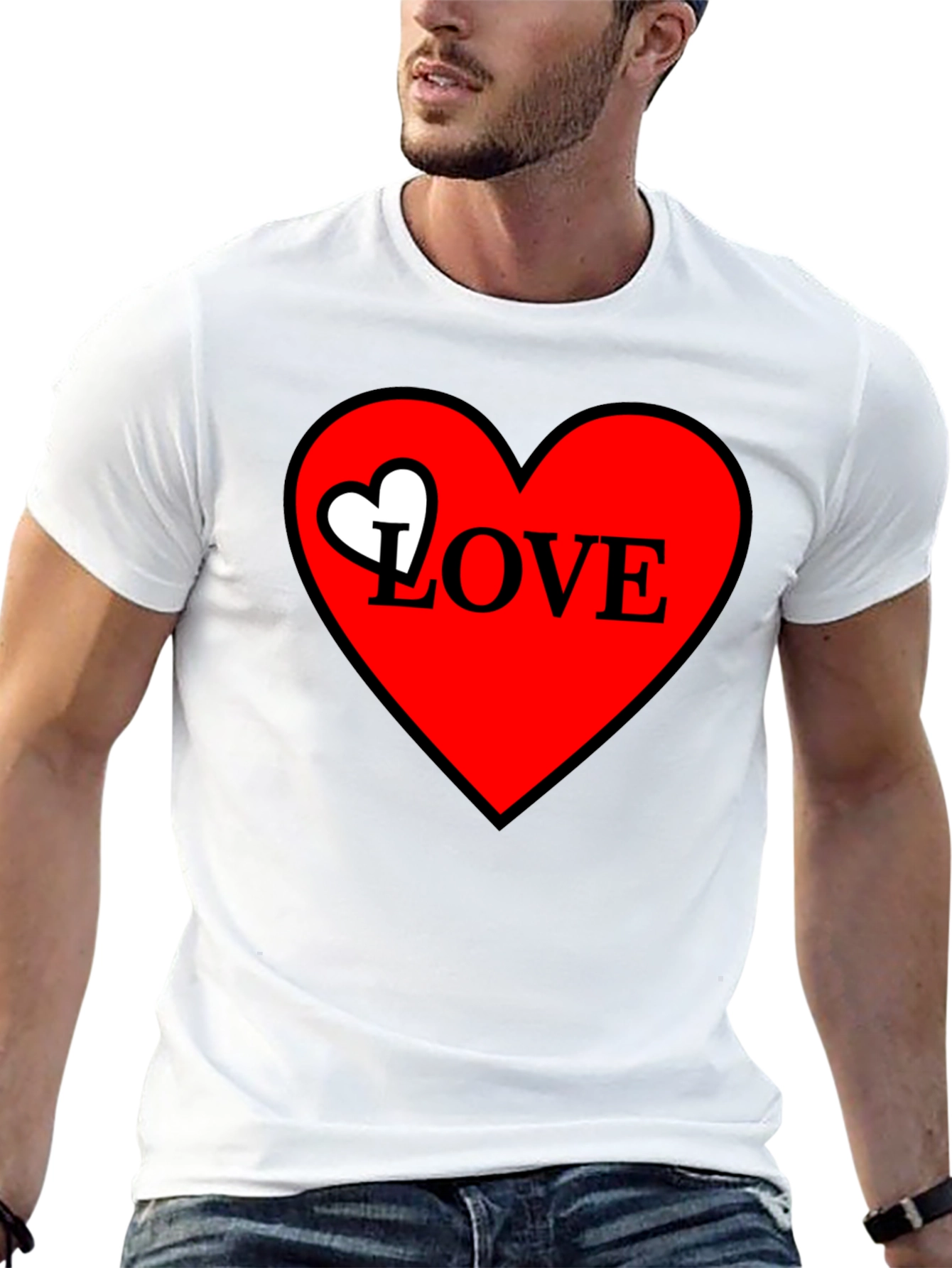 Love Heart Graphic Tee - Black