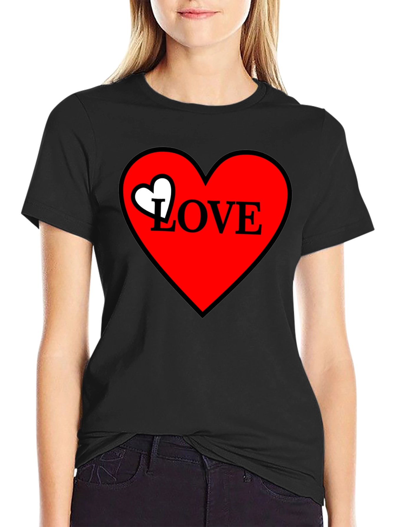 Love Heart Graphic Tee - Black