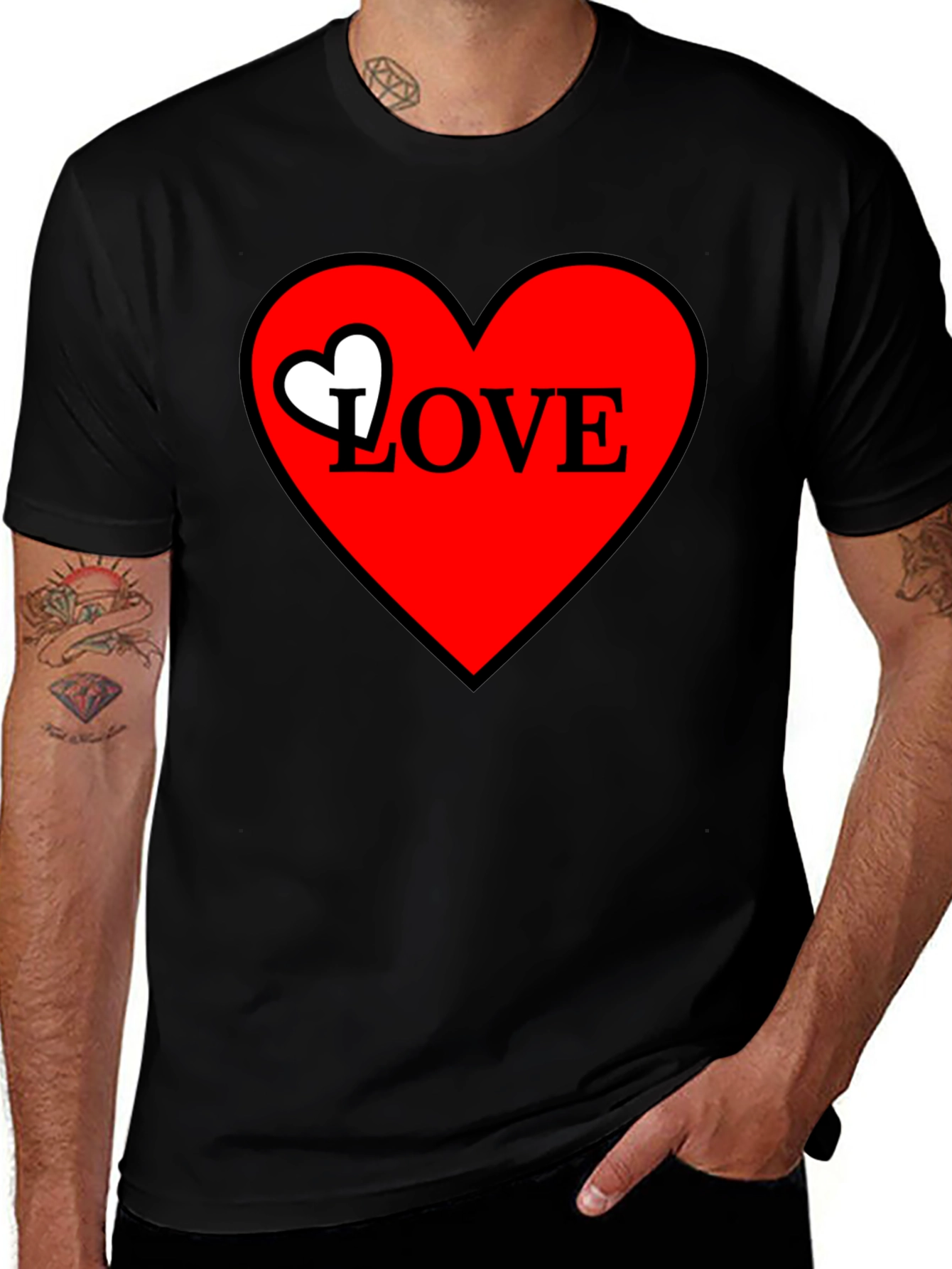 Love Heart Graphic Tee - Black
