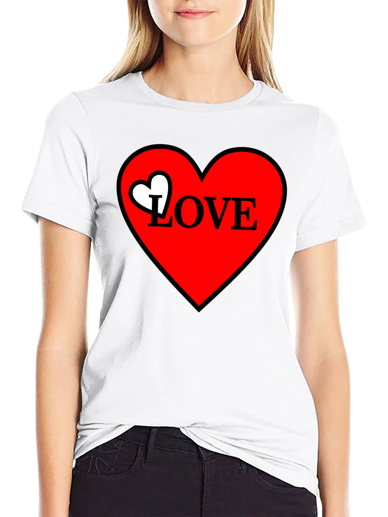 Love Heart Graphic Tee - Black