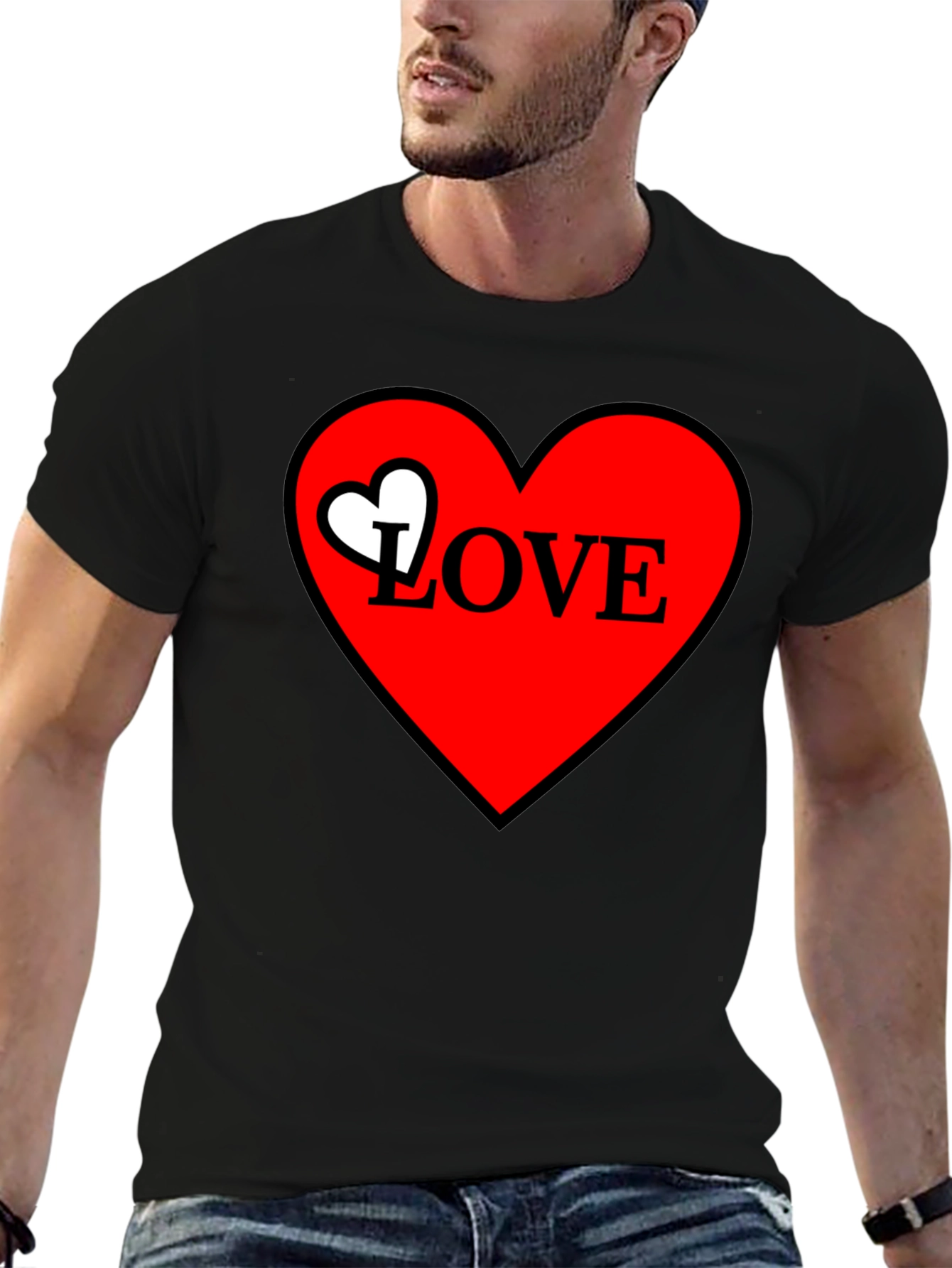 Love Heart Graphic Tee - Black