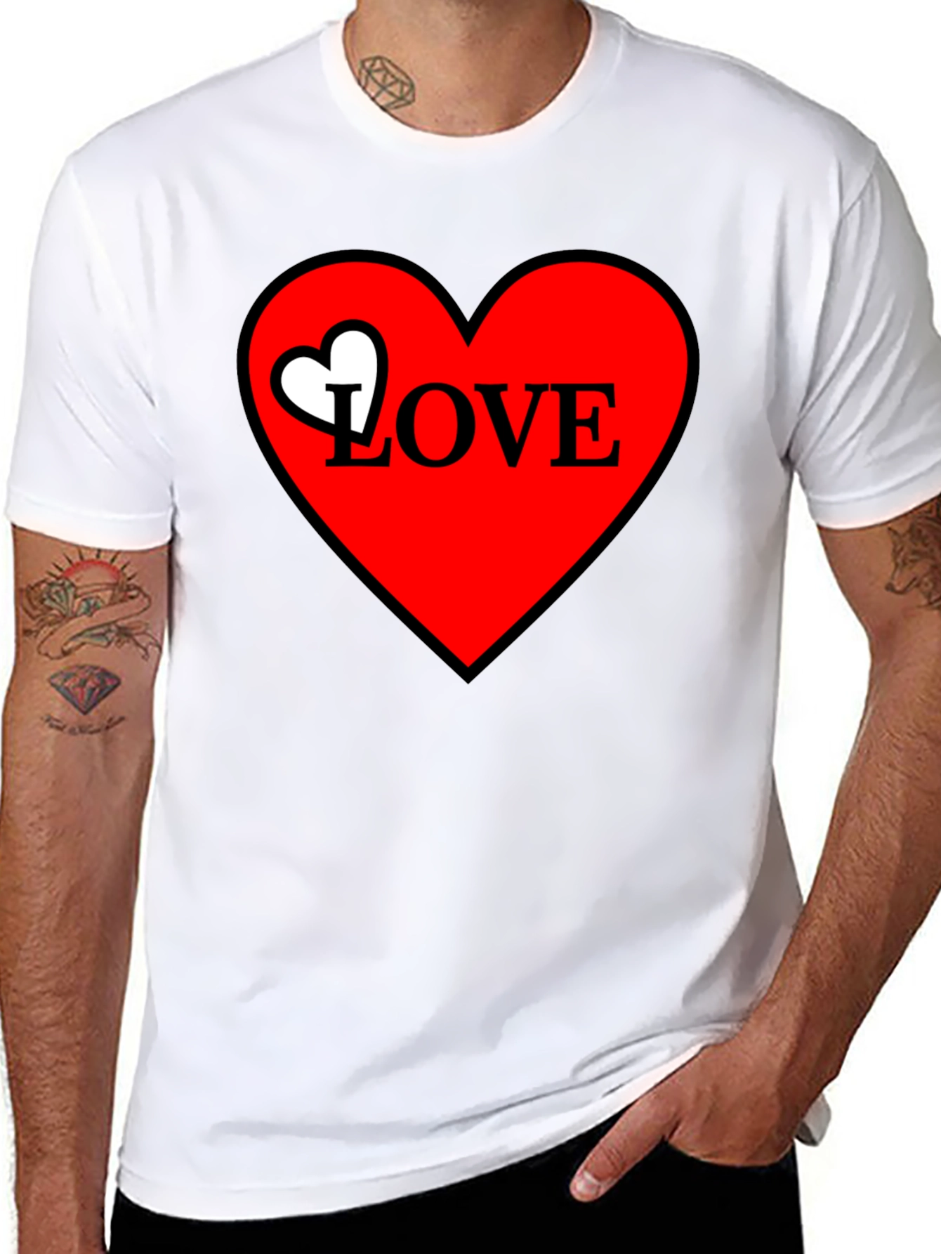 Love Heart Graphic Tee - Black