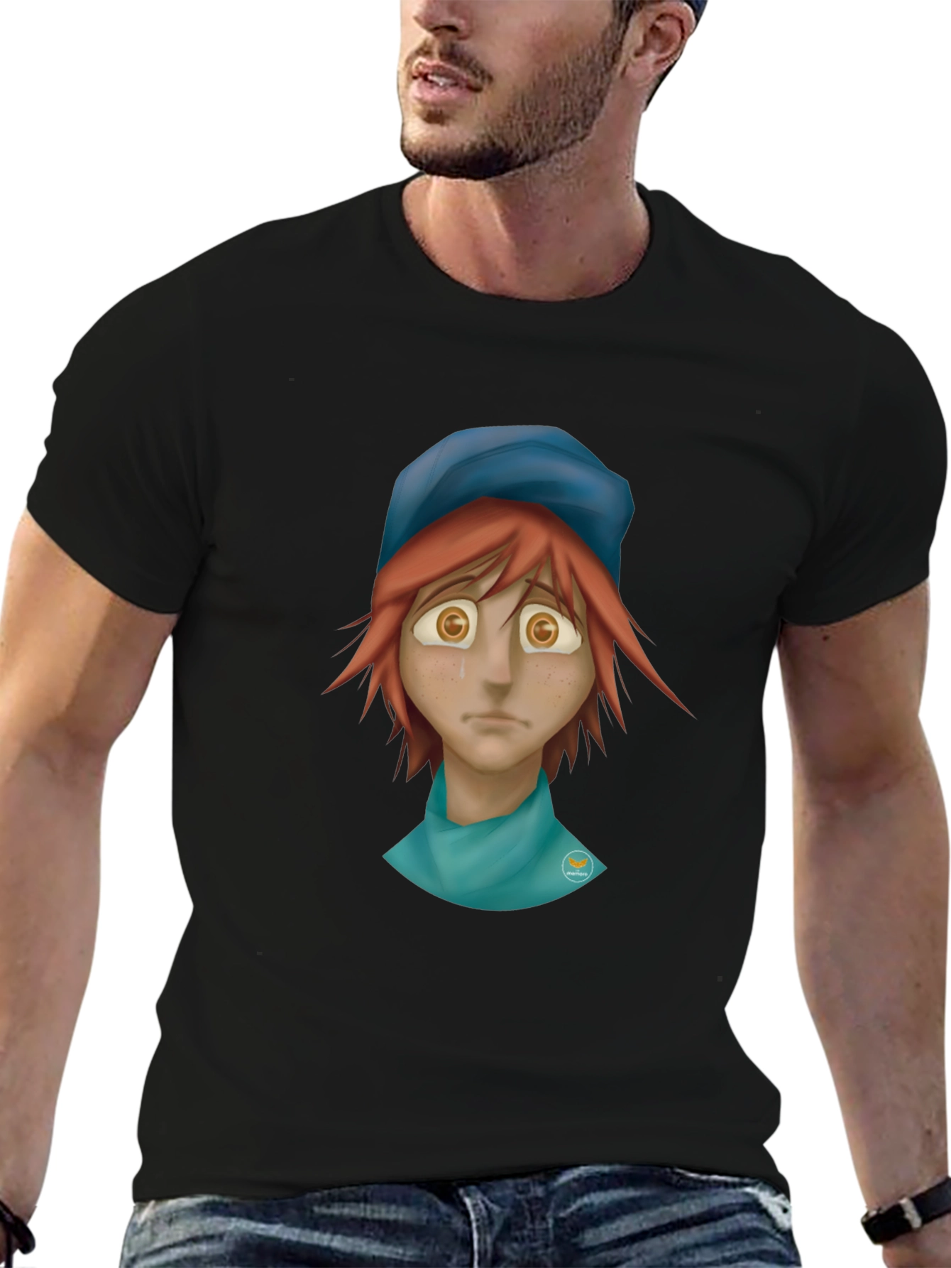 Melancholy Cartoon Graphic Tee - Unisex Black Shirt