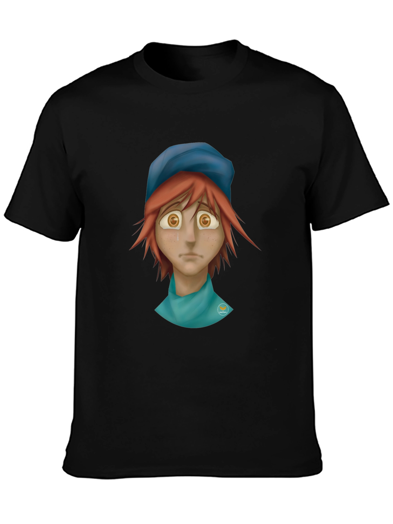 Melancholy Cartoon Graphic Tee - Unisex Black Shirt