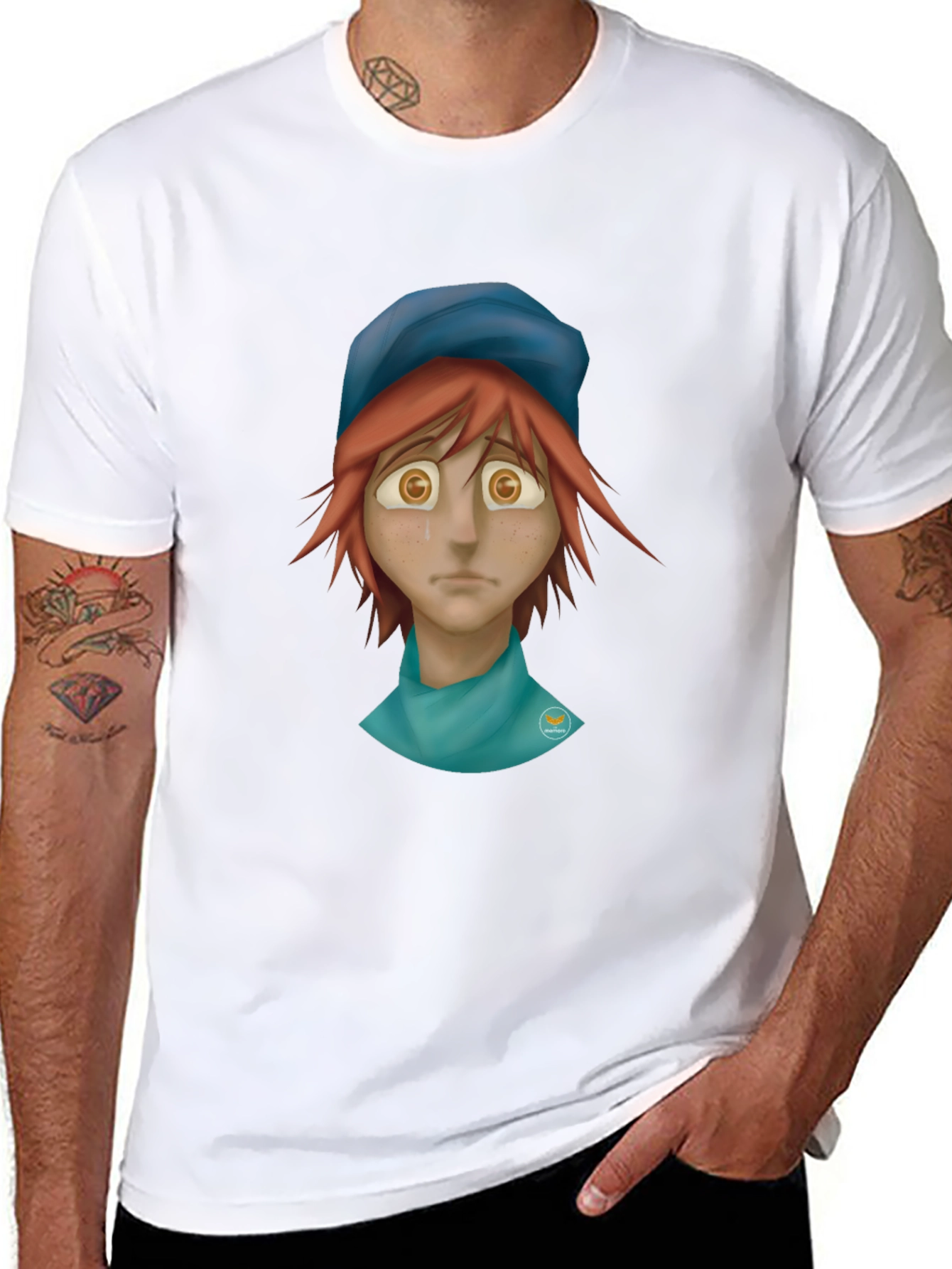 Melancholy Cartoon Graphic Tee - Unisex Black Shirt