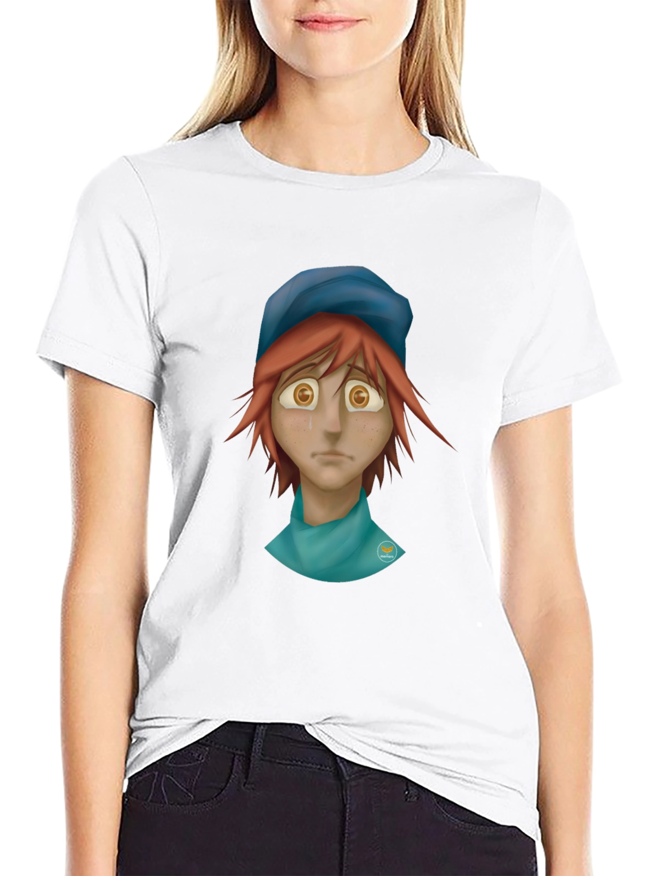 Melancholy Cartoon Graphic Tee - Unisex Black Shirt