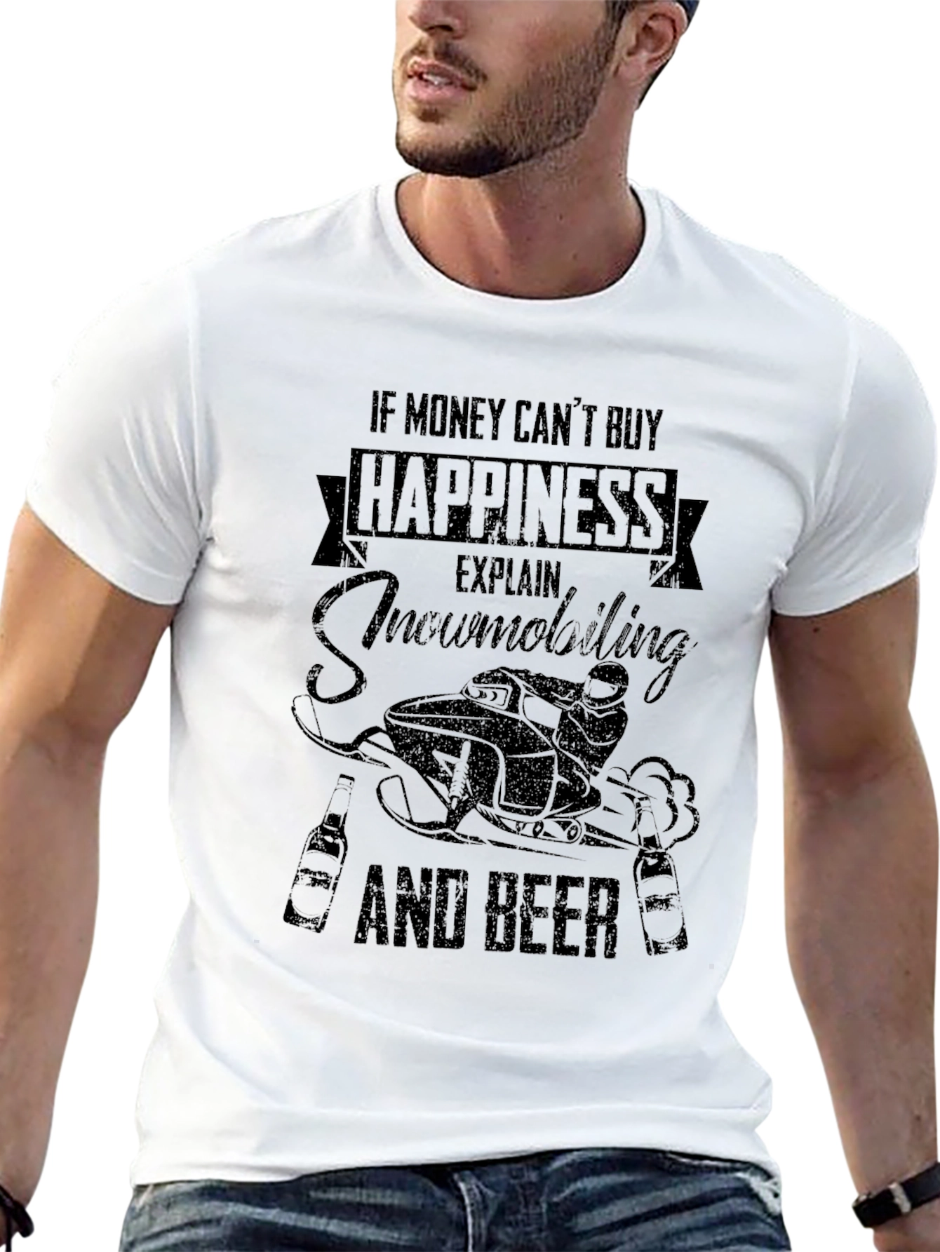 Snowmobiling and Beer Graphic T-Shirt