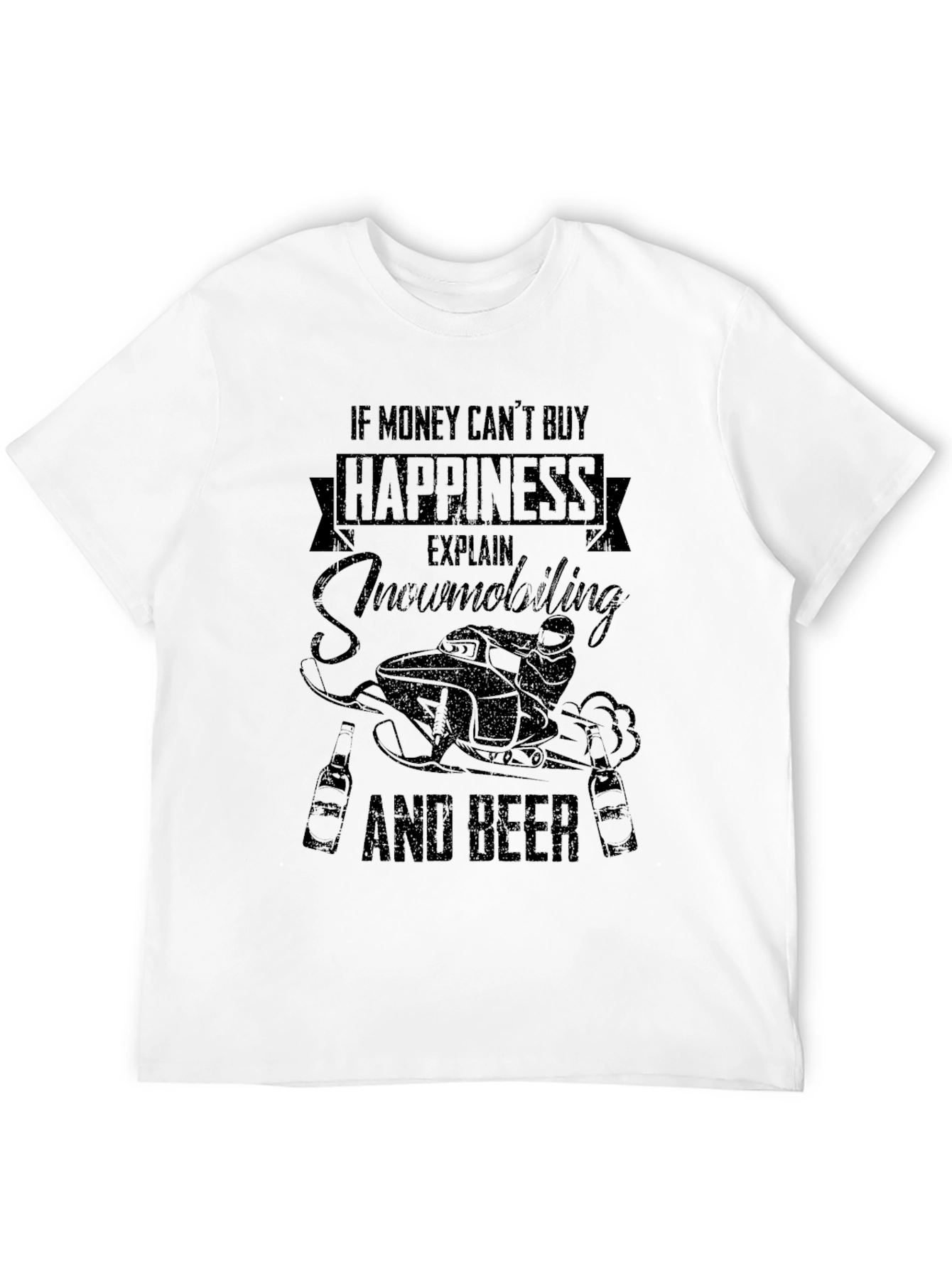 Snowmobiling and Beer Graphic T-Shirt