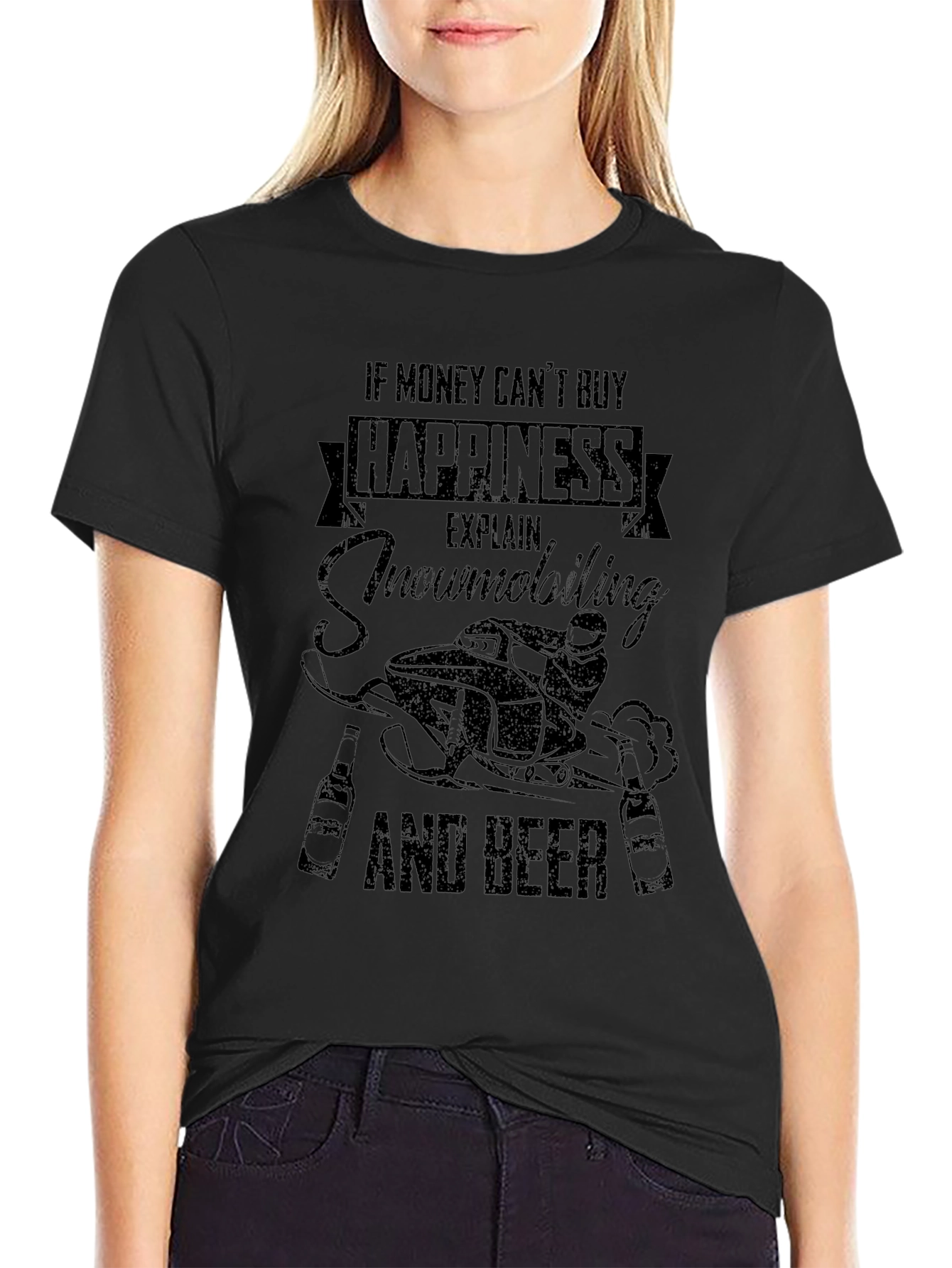 Snowmobiling and Beer Graphic T-Shirt