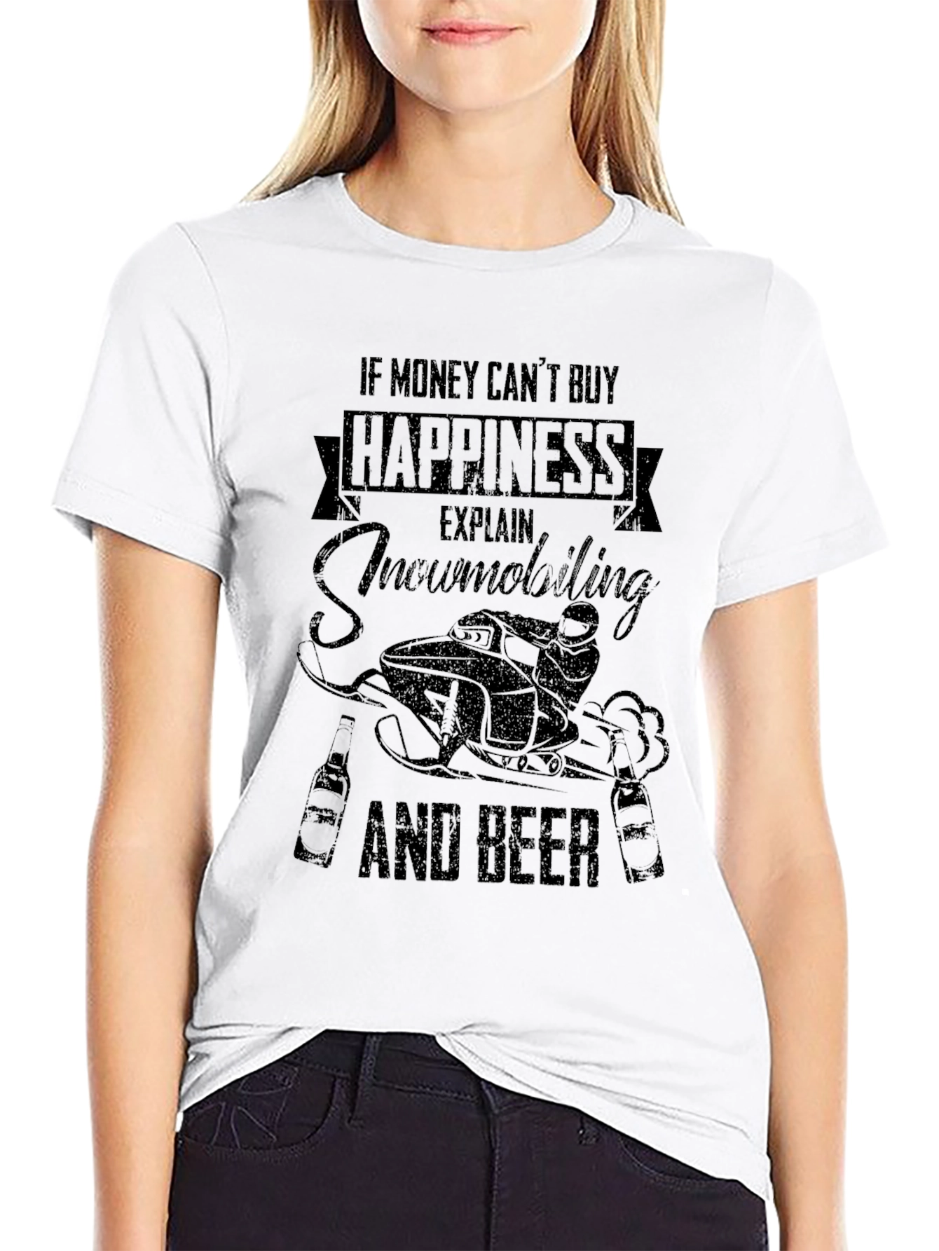 Snowmobiling and Beer Graphic T-Shirt