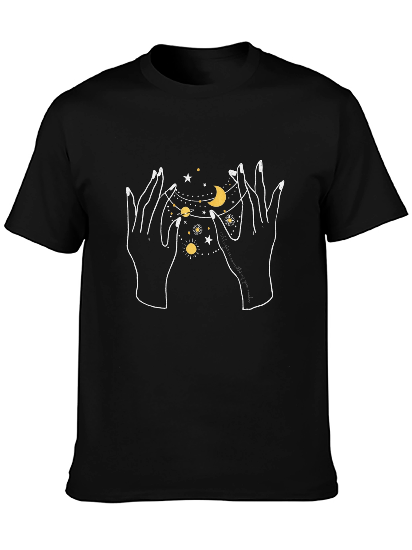 Celestial Hands Graphic T-Shirt - Black