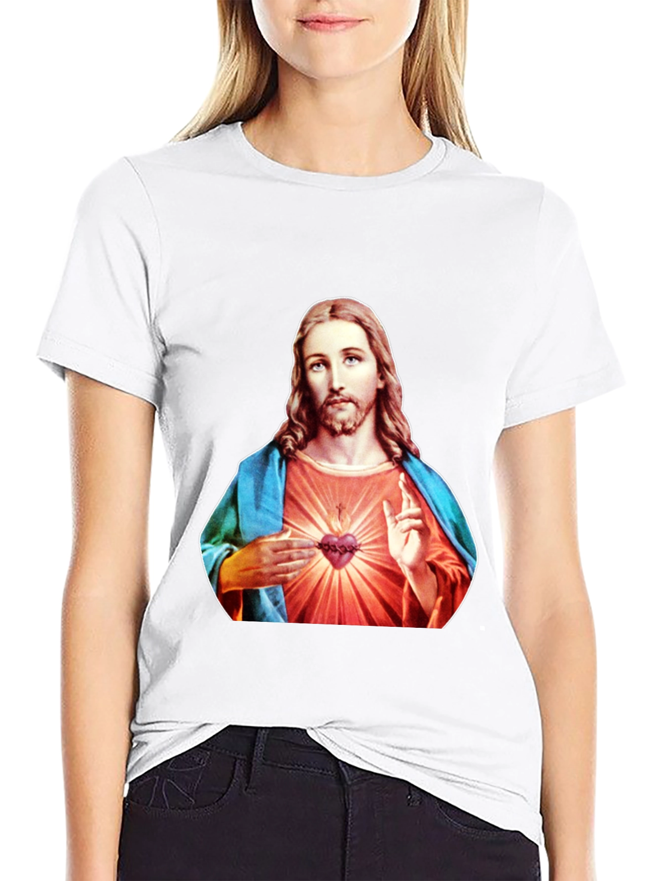 Jesus Sacred Heart Graphic T-Shirt - Black