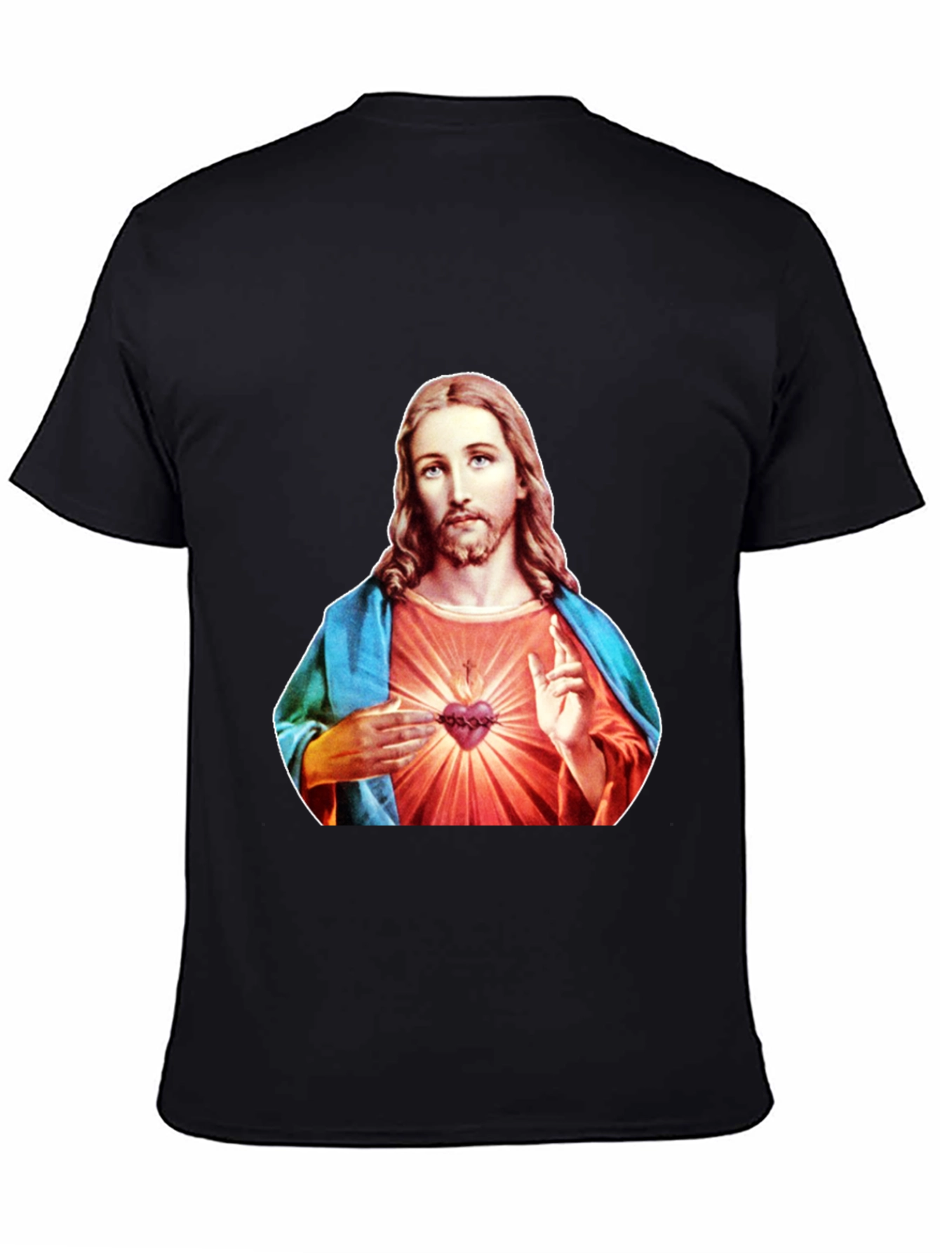 Jesus Sacred Heart Graphic T-Shirt - Black