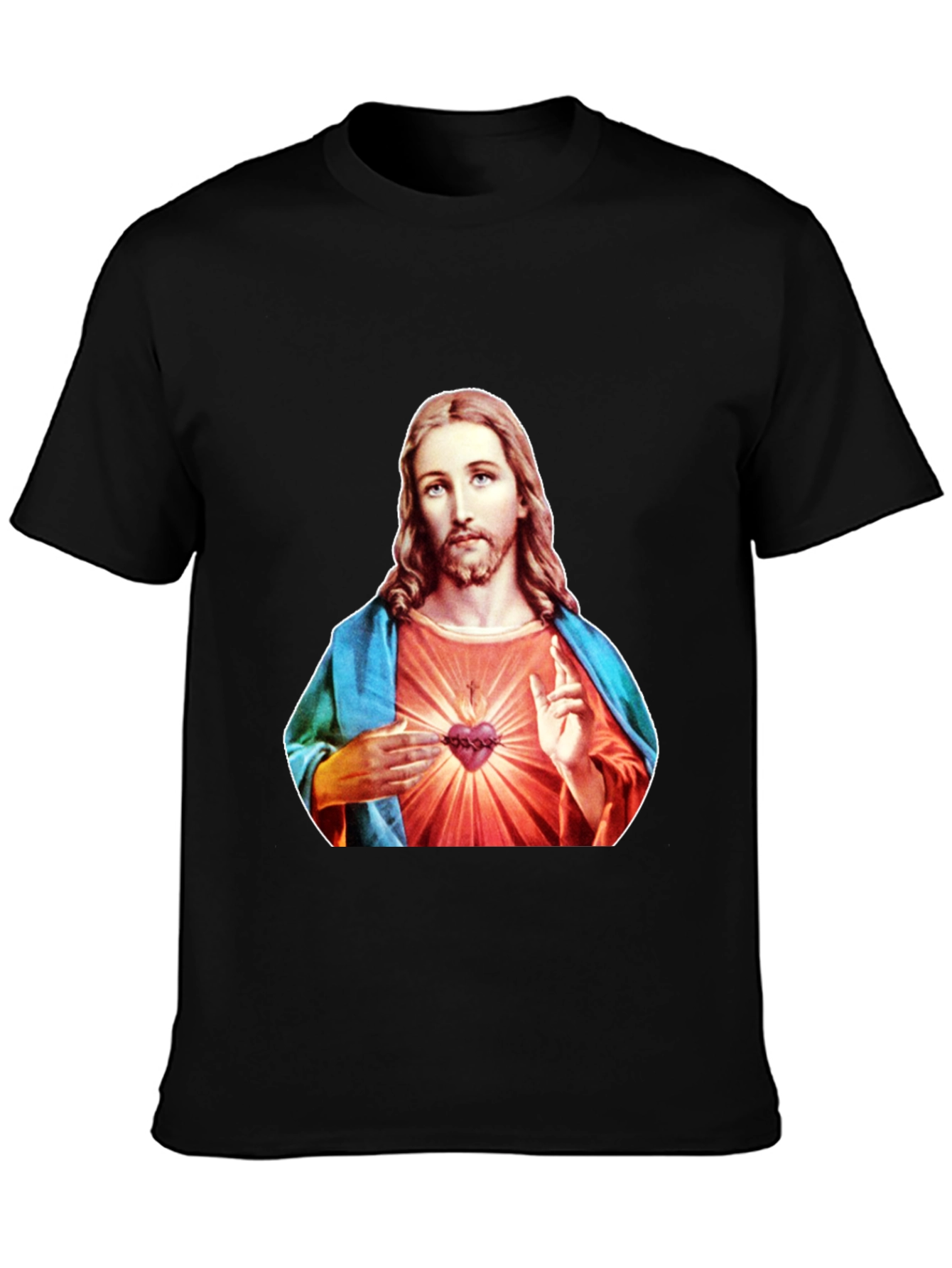 Jesus Sacred Heart Graphic T-Shirt - Black