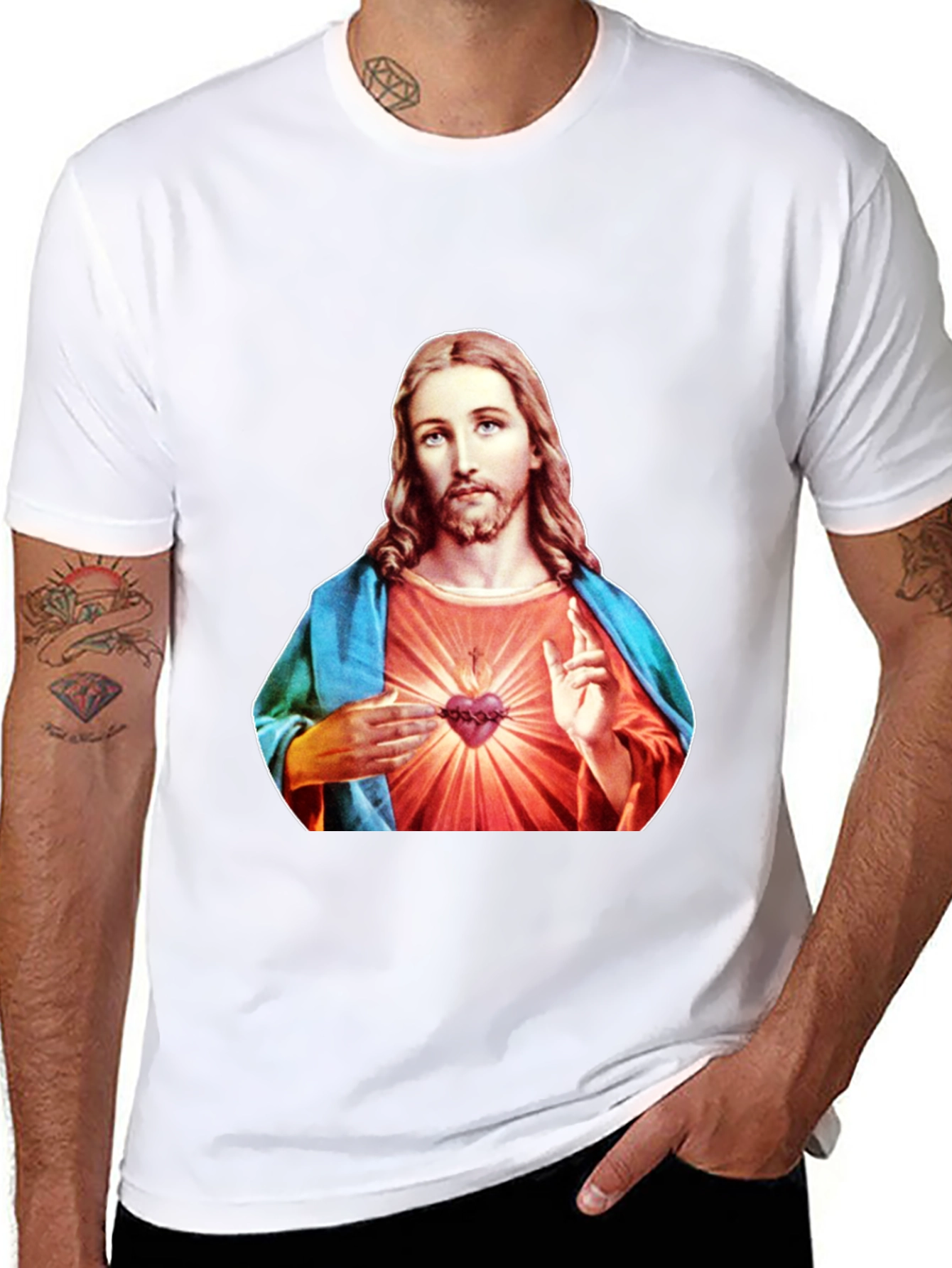 Jesus Sacred Heart Graphic T-Shirt - Black