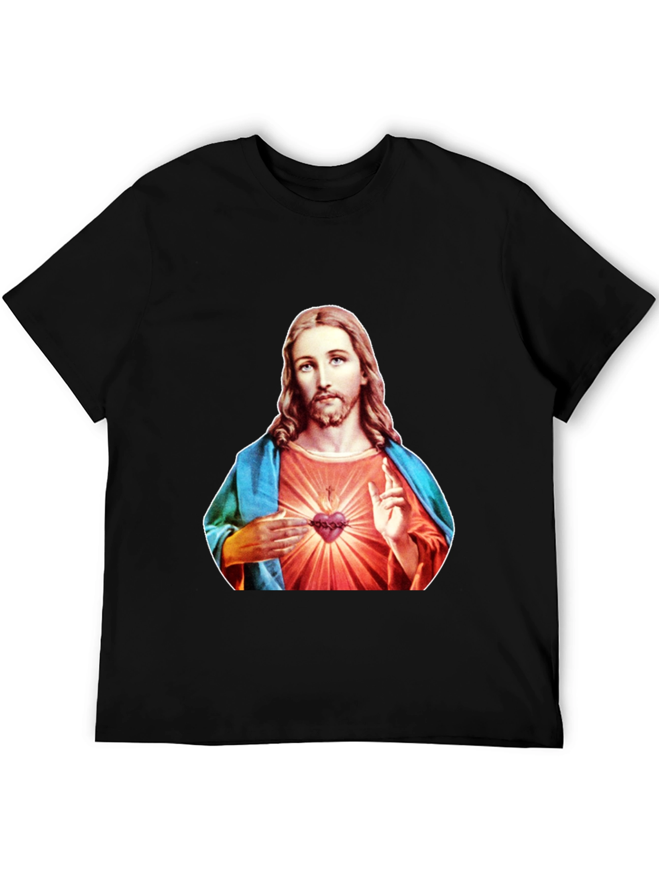 Jesus Sacred Heart Graphic T-Shirt - Black