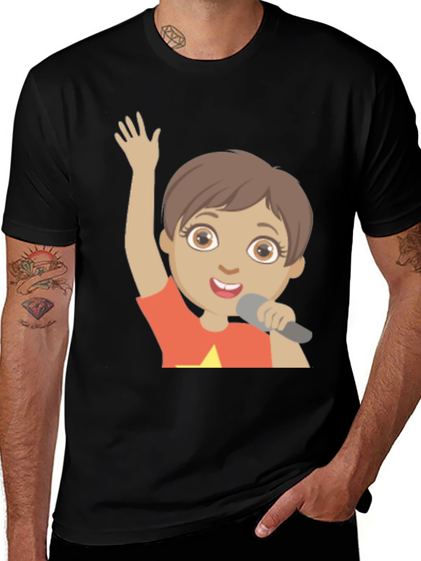 Cartoon Character Graphic Print Black T-Shirt