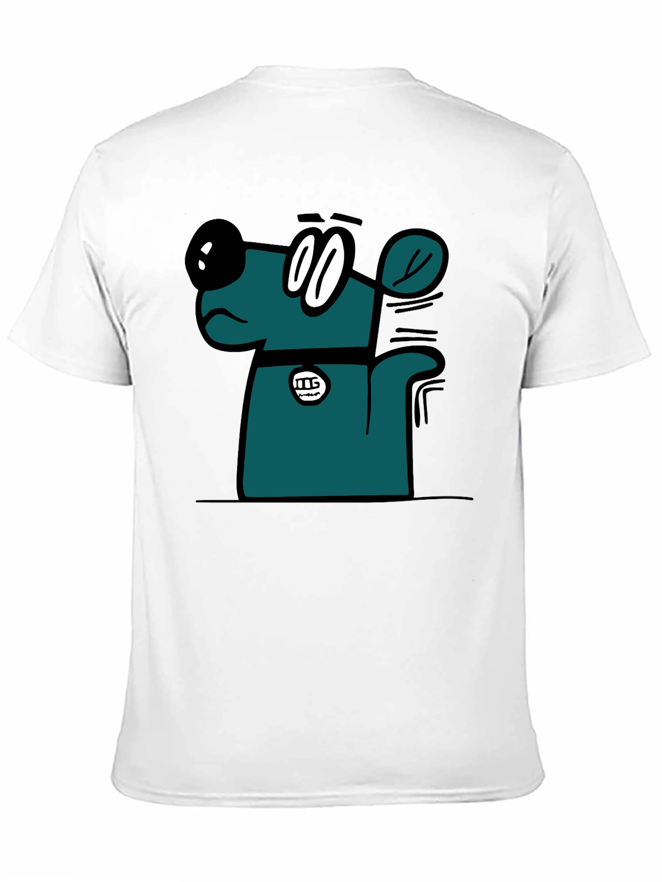 Cartoon Dog Graphic T-Shirt - Black Casual Tee