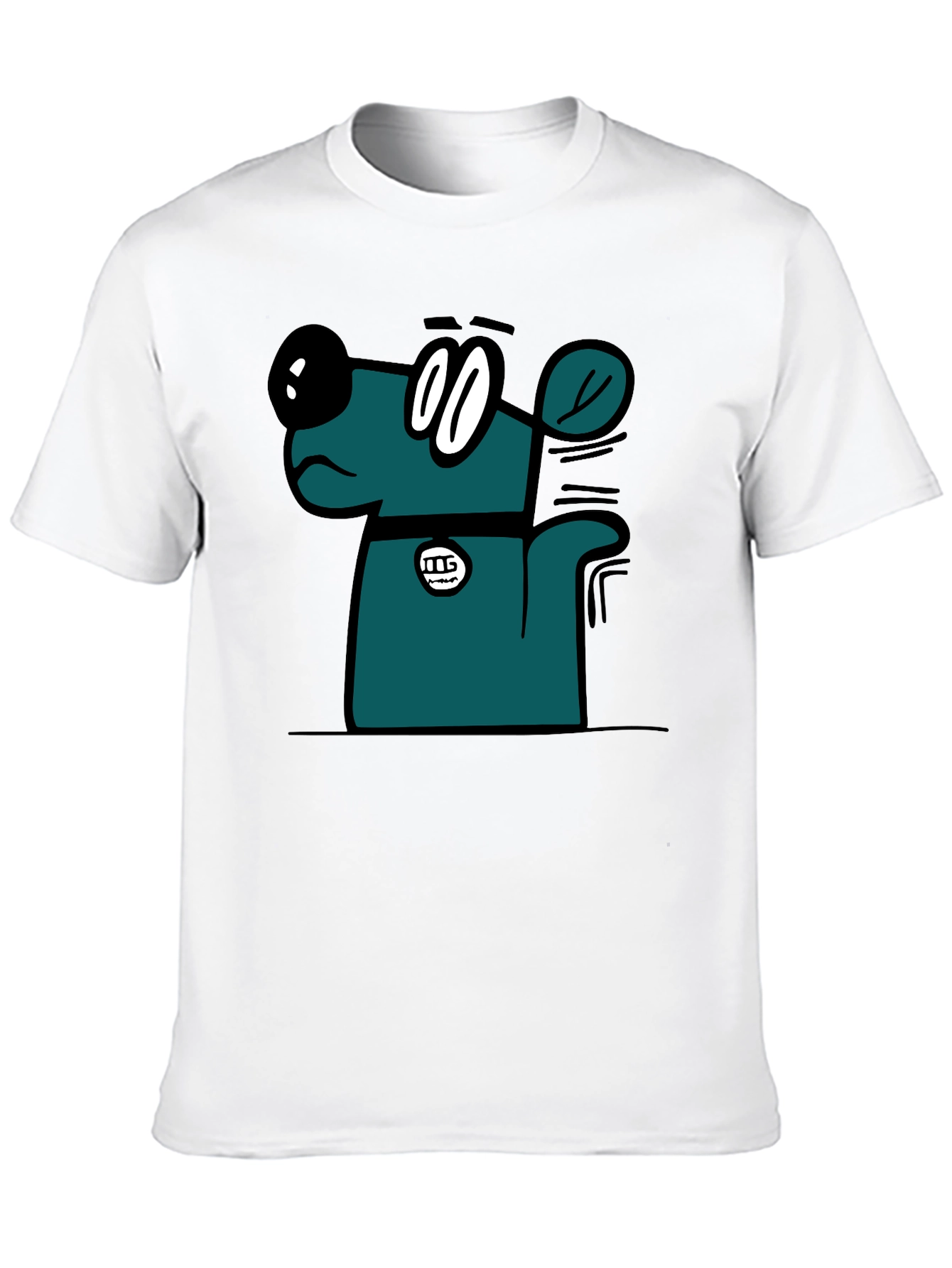 Cartoon Dog Graphic T-Shirt - Black Casual Tee