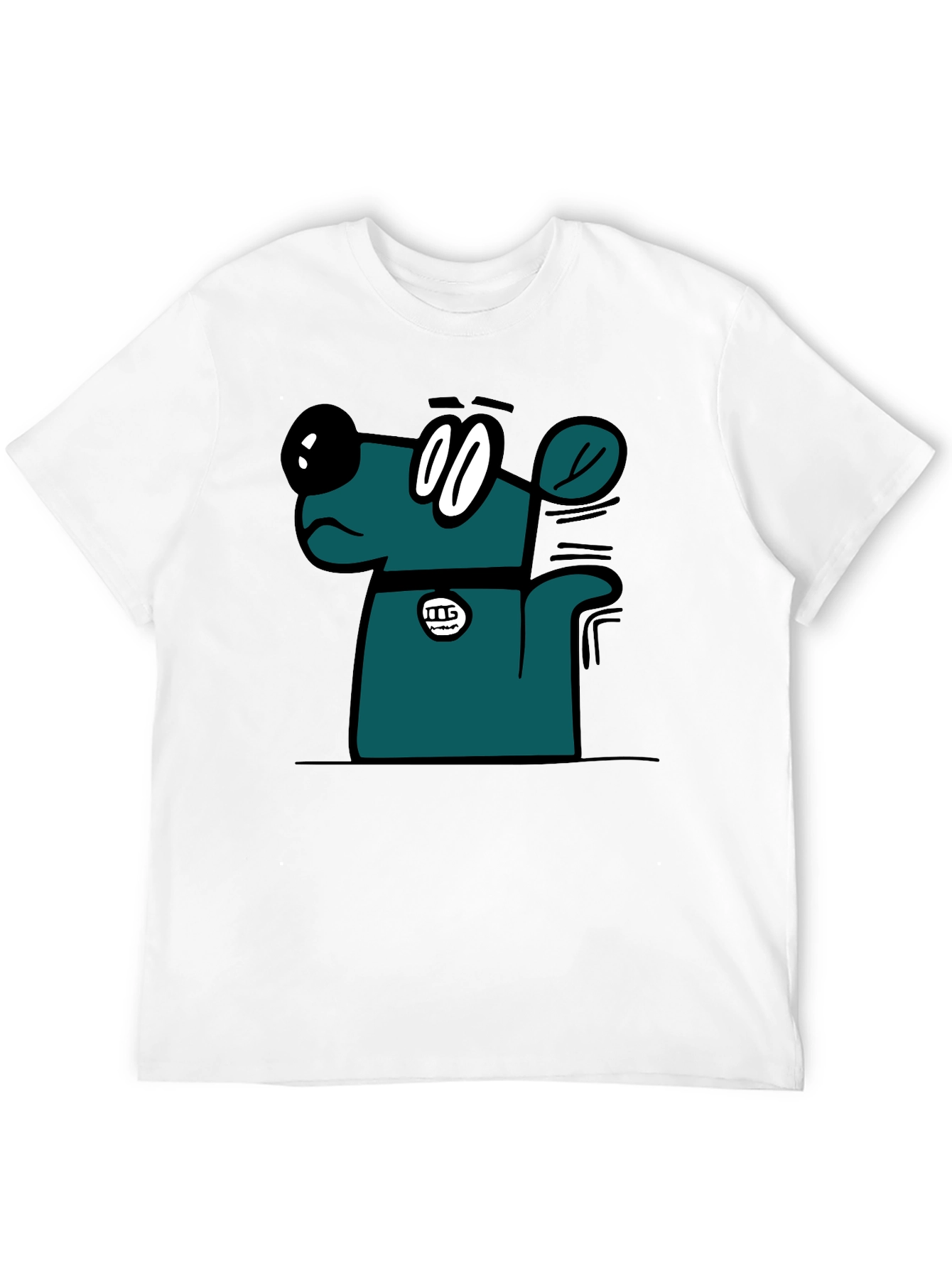 Cartoon Dog Graphic T-Shirt - Black Casual Tee