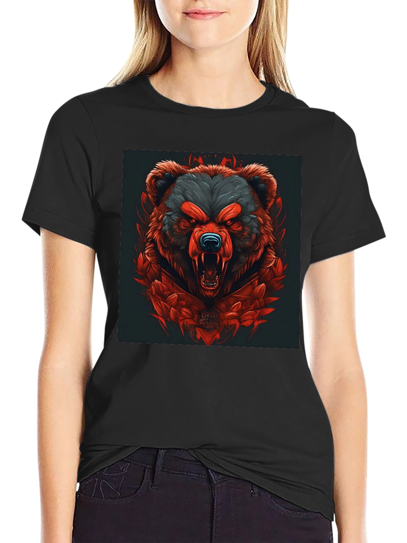 Raging Bear Graphic Tee - Black Cotton T-Shirt