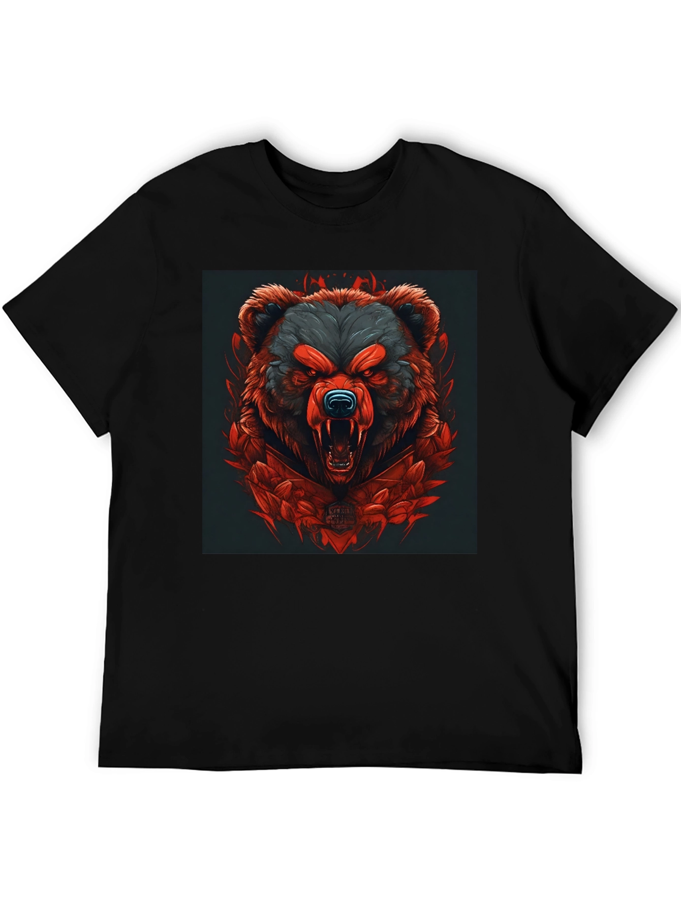 Raging Bear Graphic Tee - Black Cotton T-Shirt