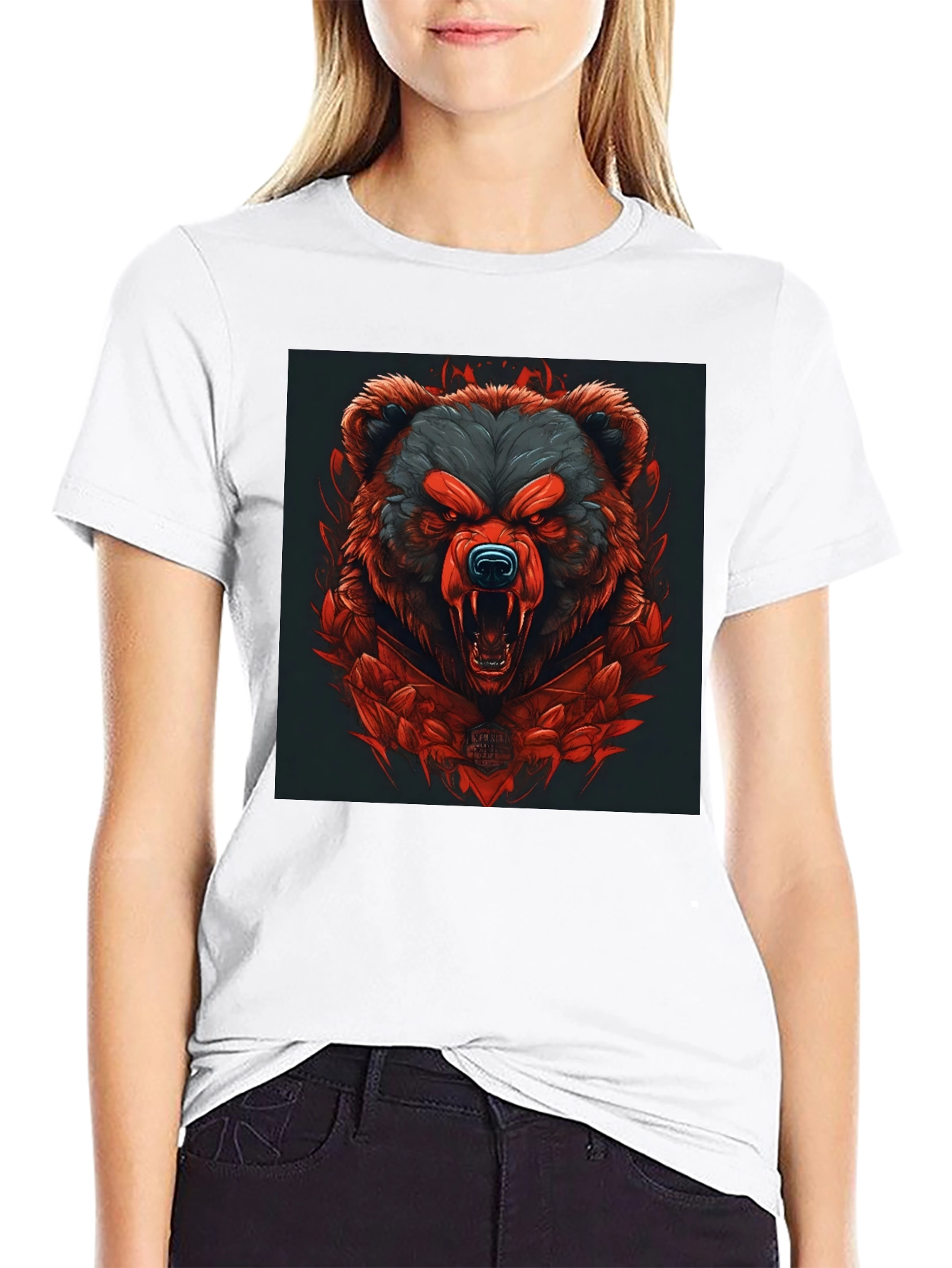 Raging Bear Graphic Tee - Black Cotton T-Shirt
