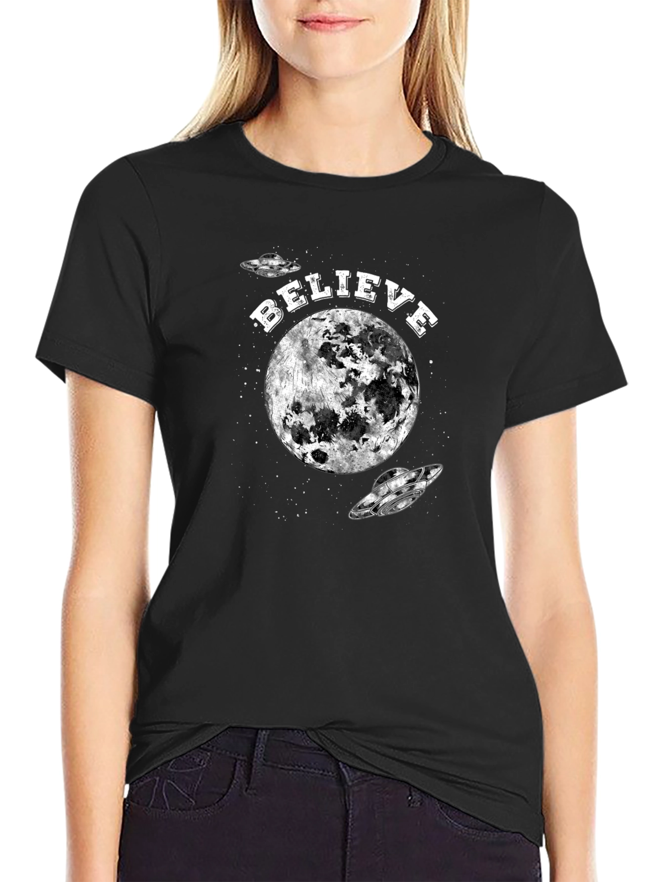 Believe Moon UFO Graphic Tee